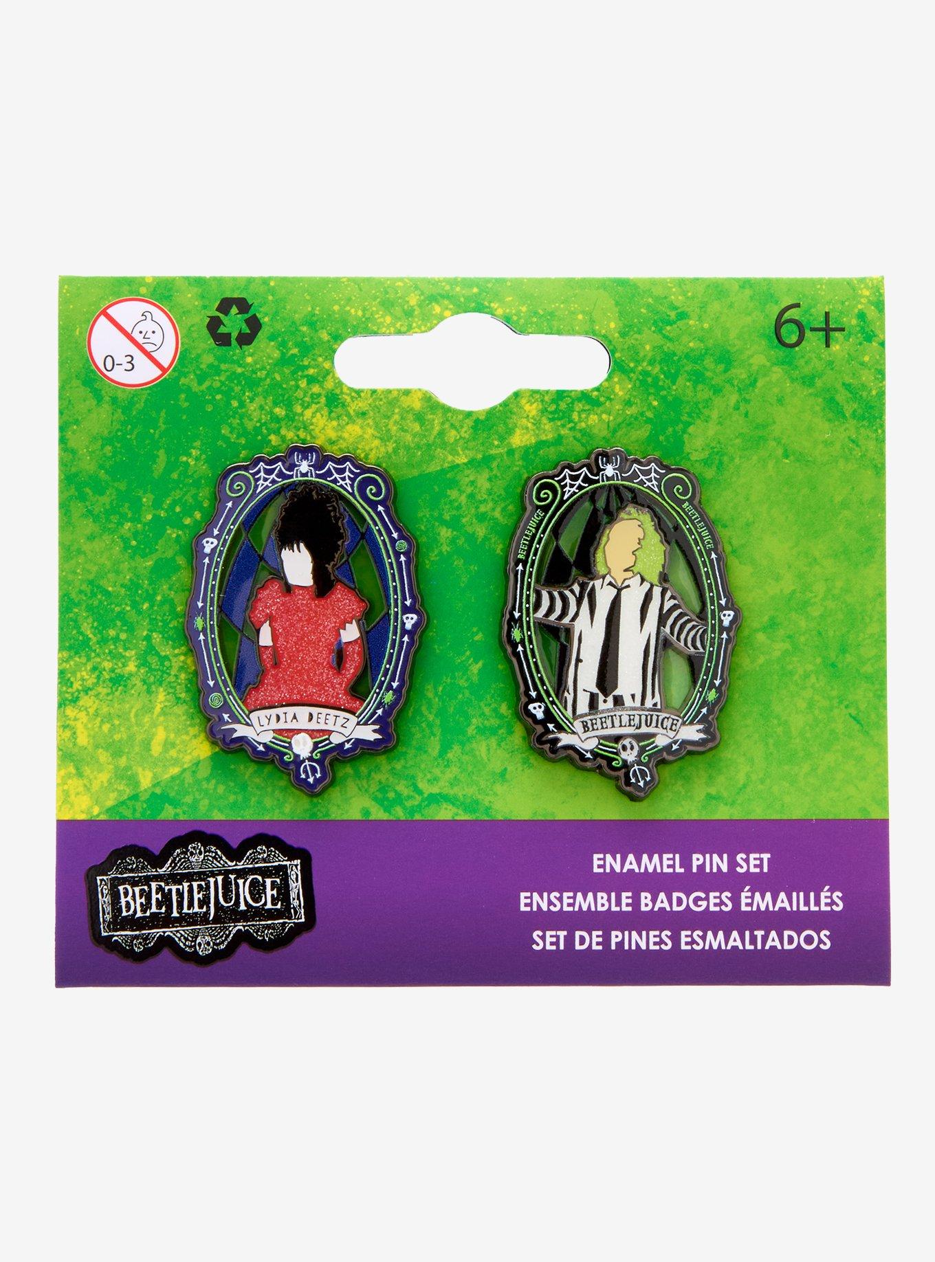 Beetlejuice & Lydia Deetz Glitter Enamel Pin Set, , hi-res