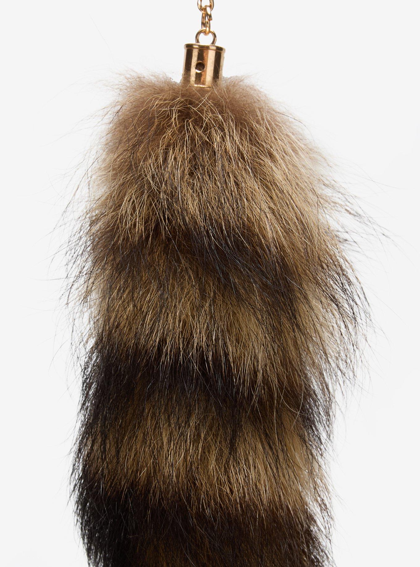 Faux Fur Raccoon Tail Keychain, , hi-res