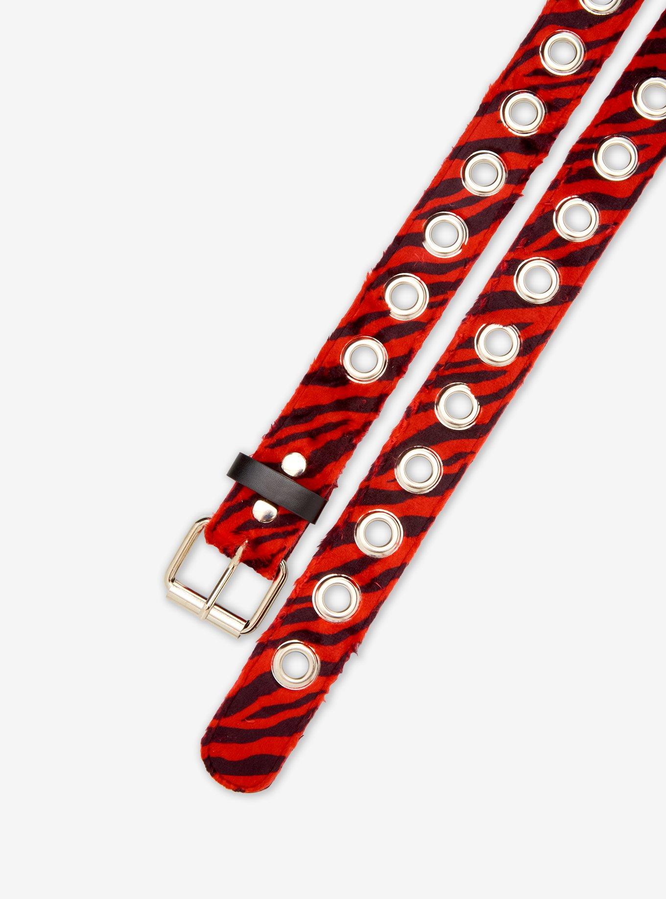 Red & Black Zebra Fuzzy Belt, , hi-res