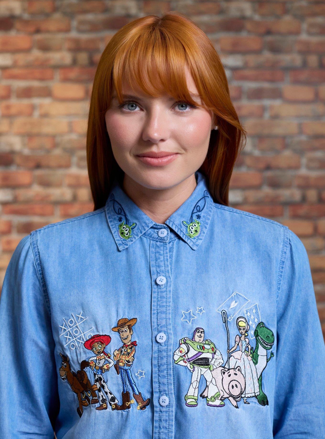 Her Universe Disney Pixar Toy Story Characters Denim Button-Up Her Universe Exclusive, MULTI, alternate