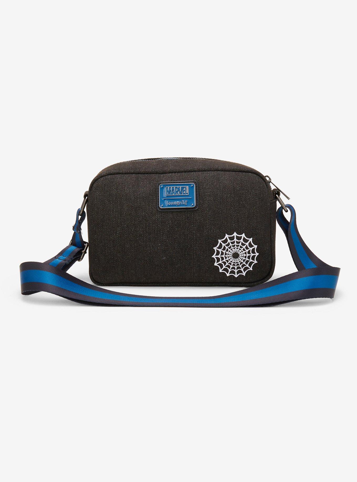 Loungefly Marvel Spider-Man Patches Denim Crossbody Bag - BoxLunch Exclusive
