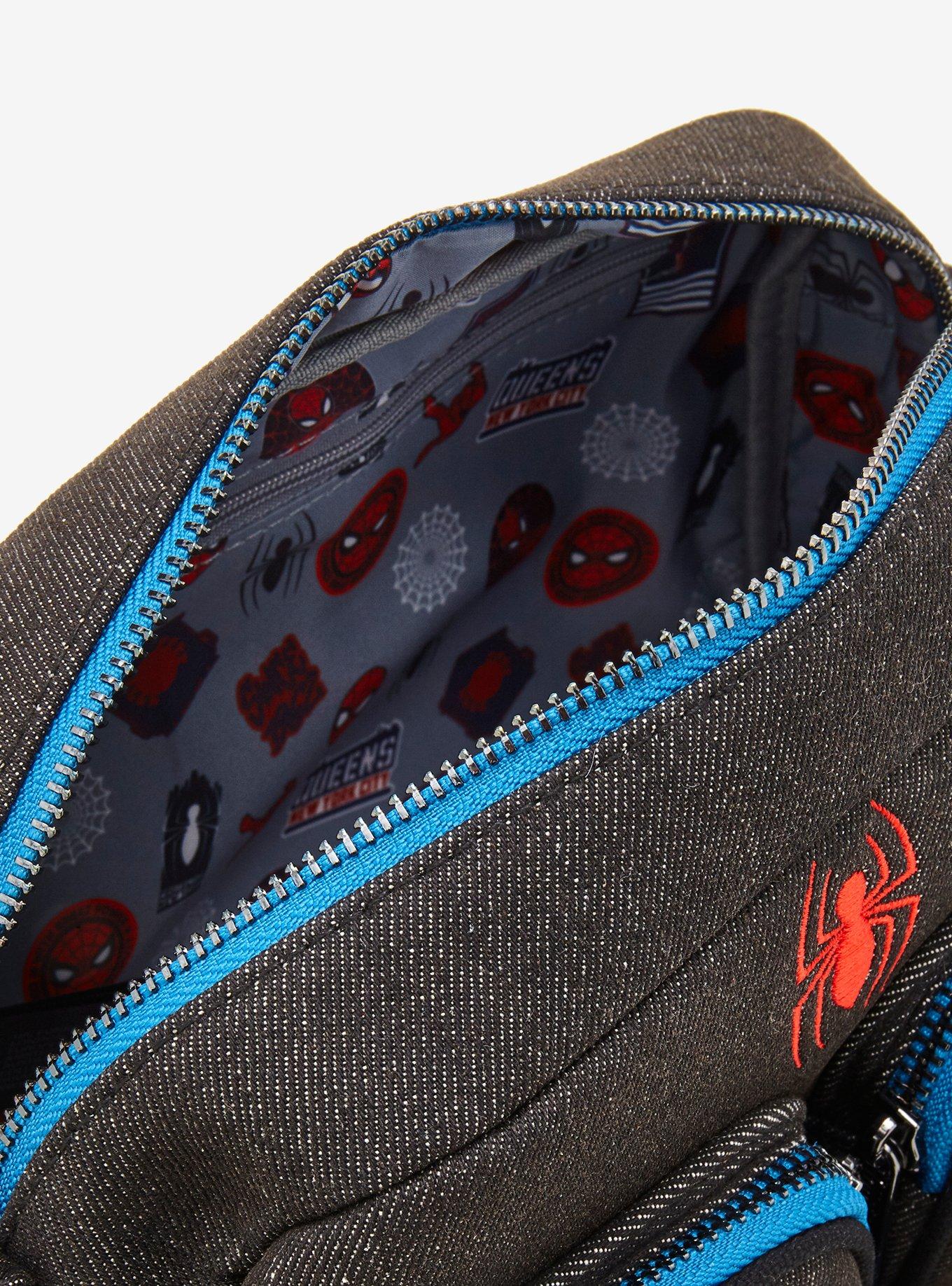 Loungefly Marvel Spider-Man Patches Denim Crossbody Bag - BoxLunch Exclusive, , alternate