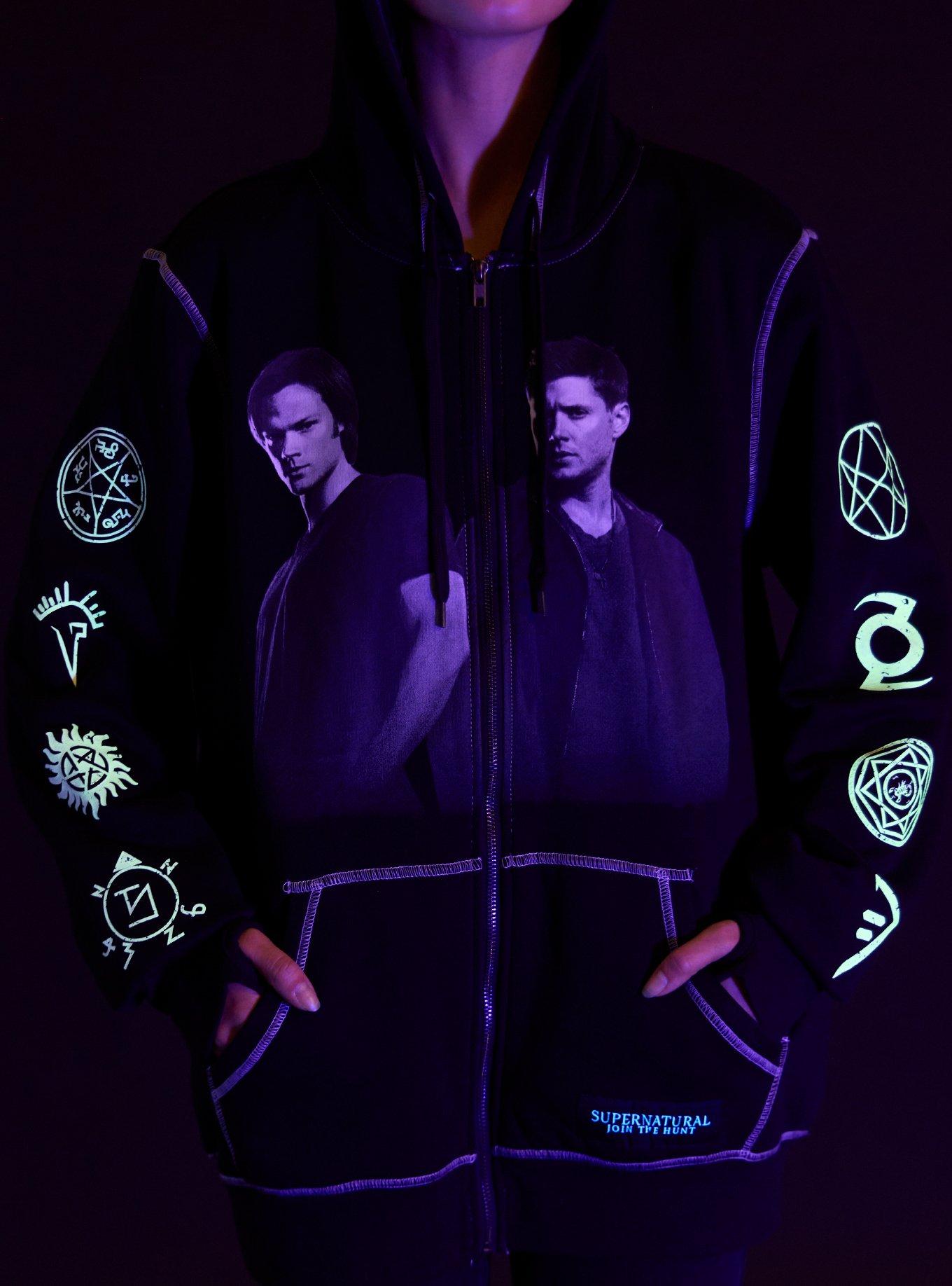 Supernatural Winchesters Icons Glow-In-The-Dark Hoodie, BLACK, alternate