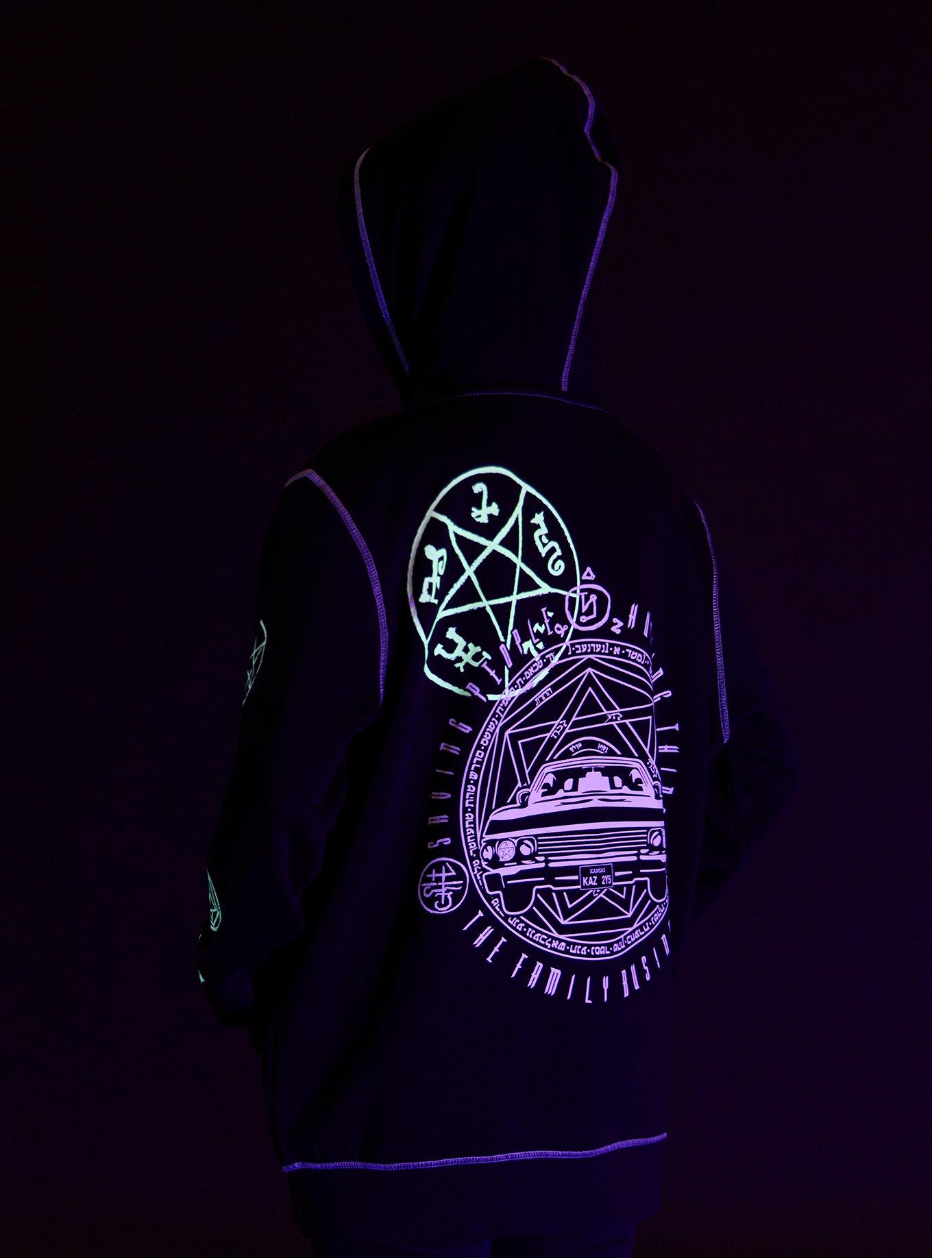 Supernatural Winchesters Icons Glow-In-The-Dark Hoodie, BLACK, alternate