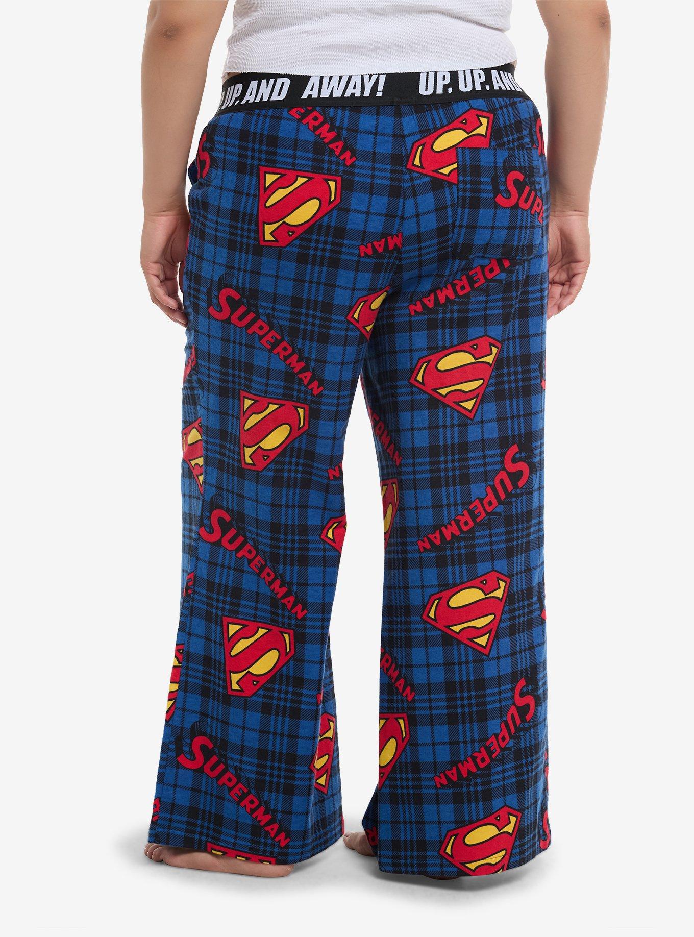 Marvel Superman Plaid Girls Pajama Pants Plus Size, , hi-res