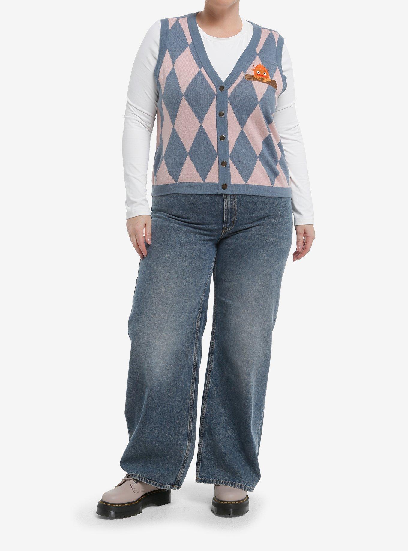 Her Universe Studio Ghibli® Howl's Moving Castle Calcifer Argyle Girls Sweater Vest Plus Size, , hi-res