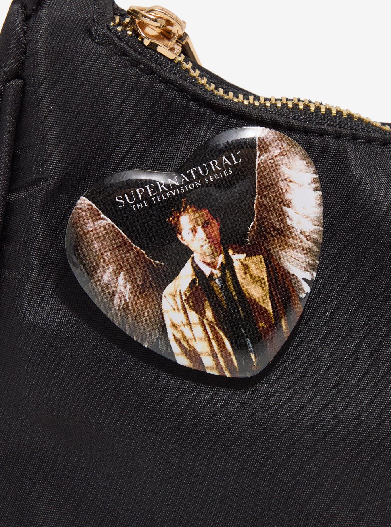 Supernatural Castiel Wings Heart Button Pin, , alternate