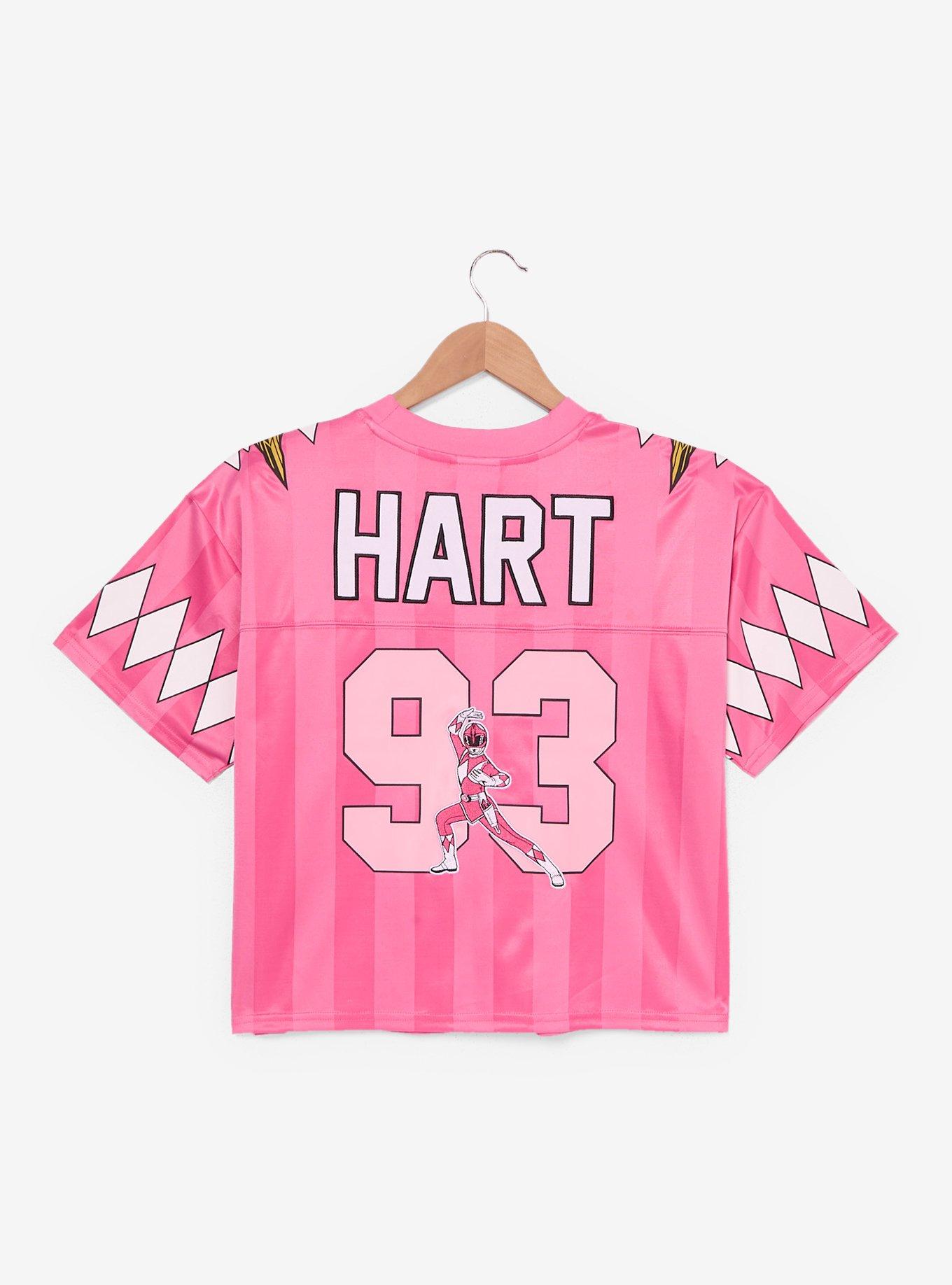 Mighty Morphin Power Rangers Pink Ranger Women's Cropped Football Jersey - BoxLunch Exclusive, , hi-res