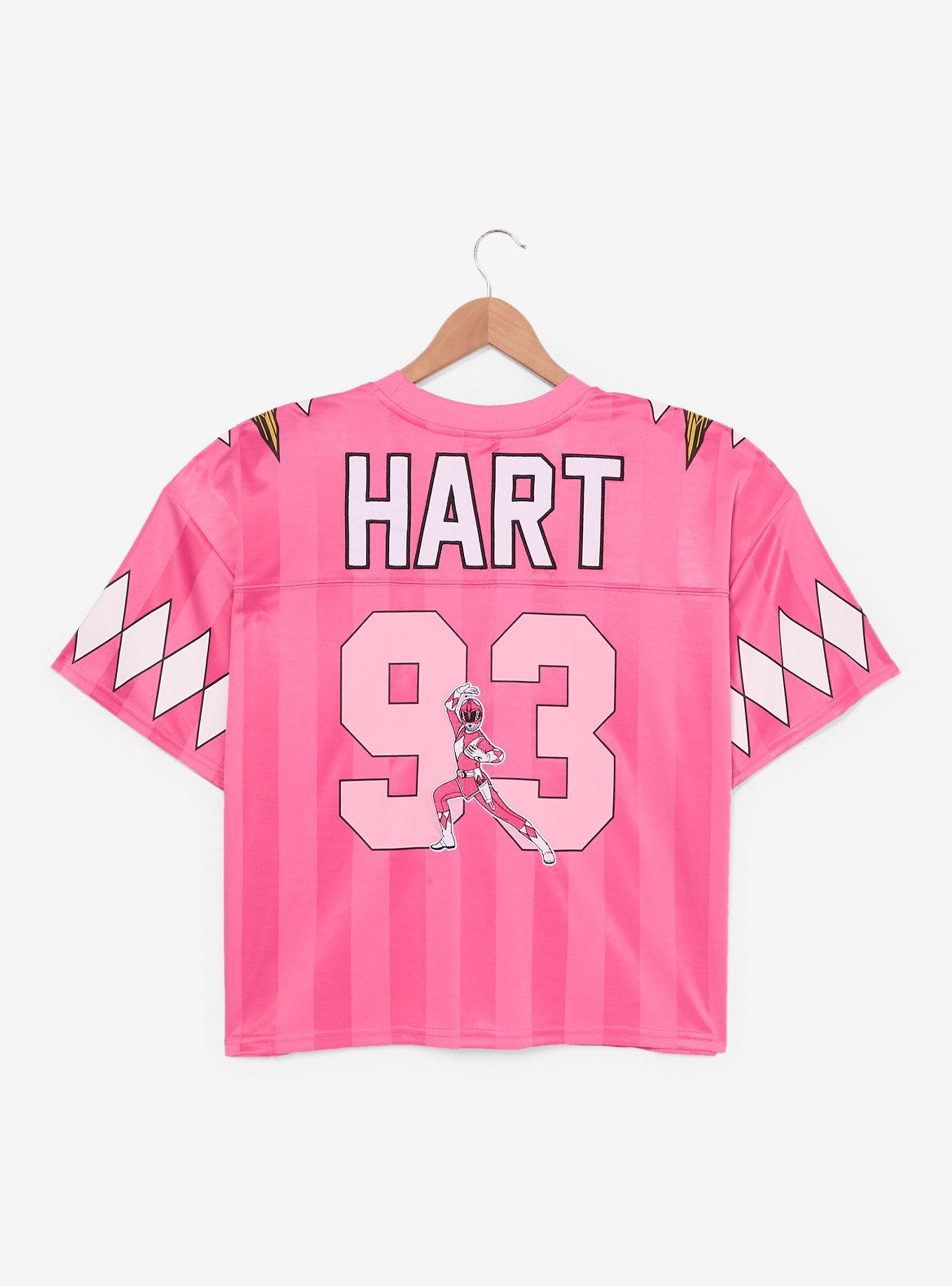Mighty Morphin Power Rangers Pink Ranger Women's Plus Size Cropped Football Jersey - BoxLunch Exclusive, , hi-res