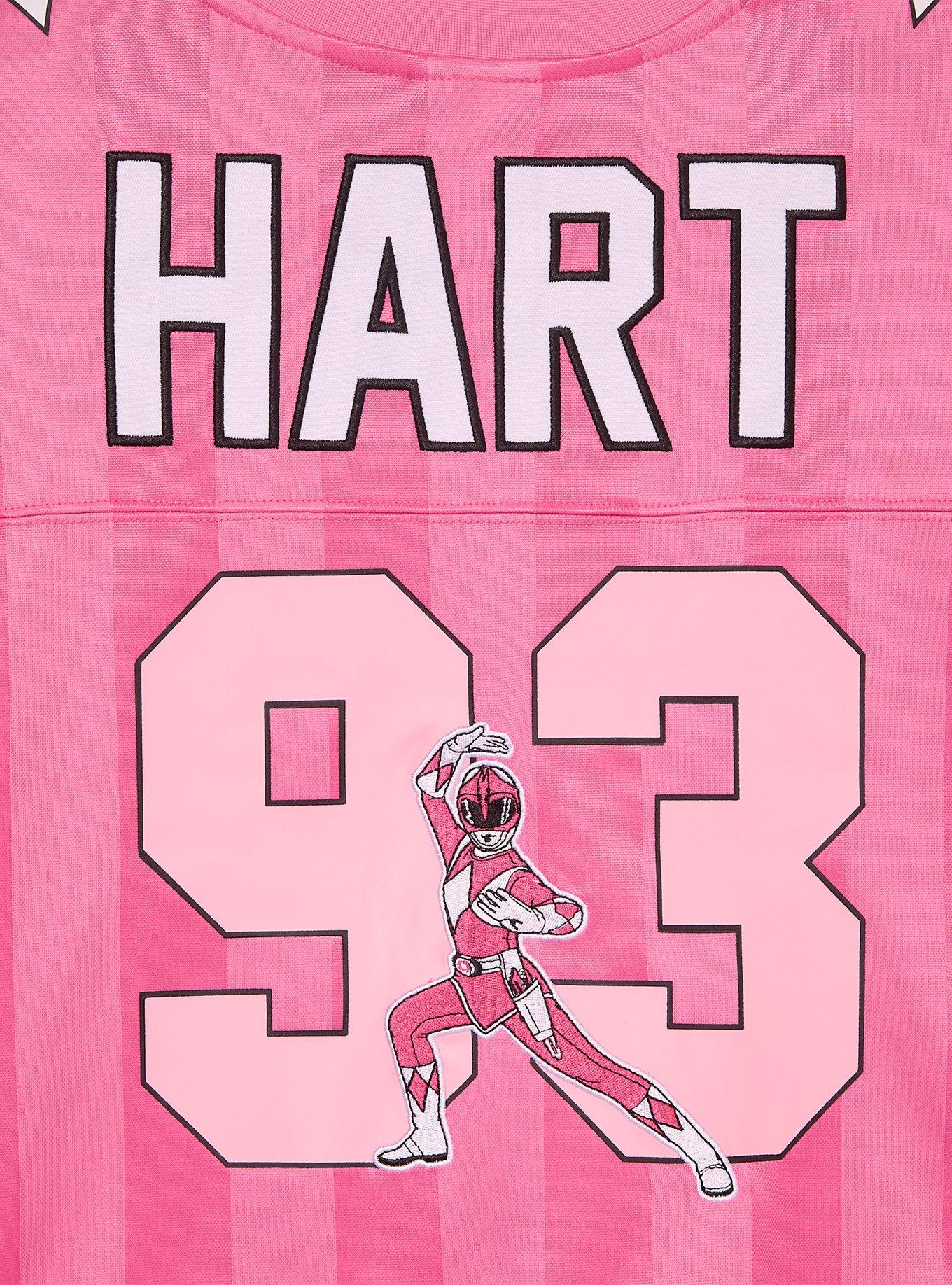 Mighty Morphin Power Rangers Pink Ranger Women's Plus Size Cropped Football Jersey - BoxLunch Exclusive, PINK, alternate