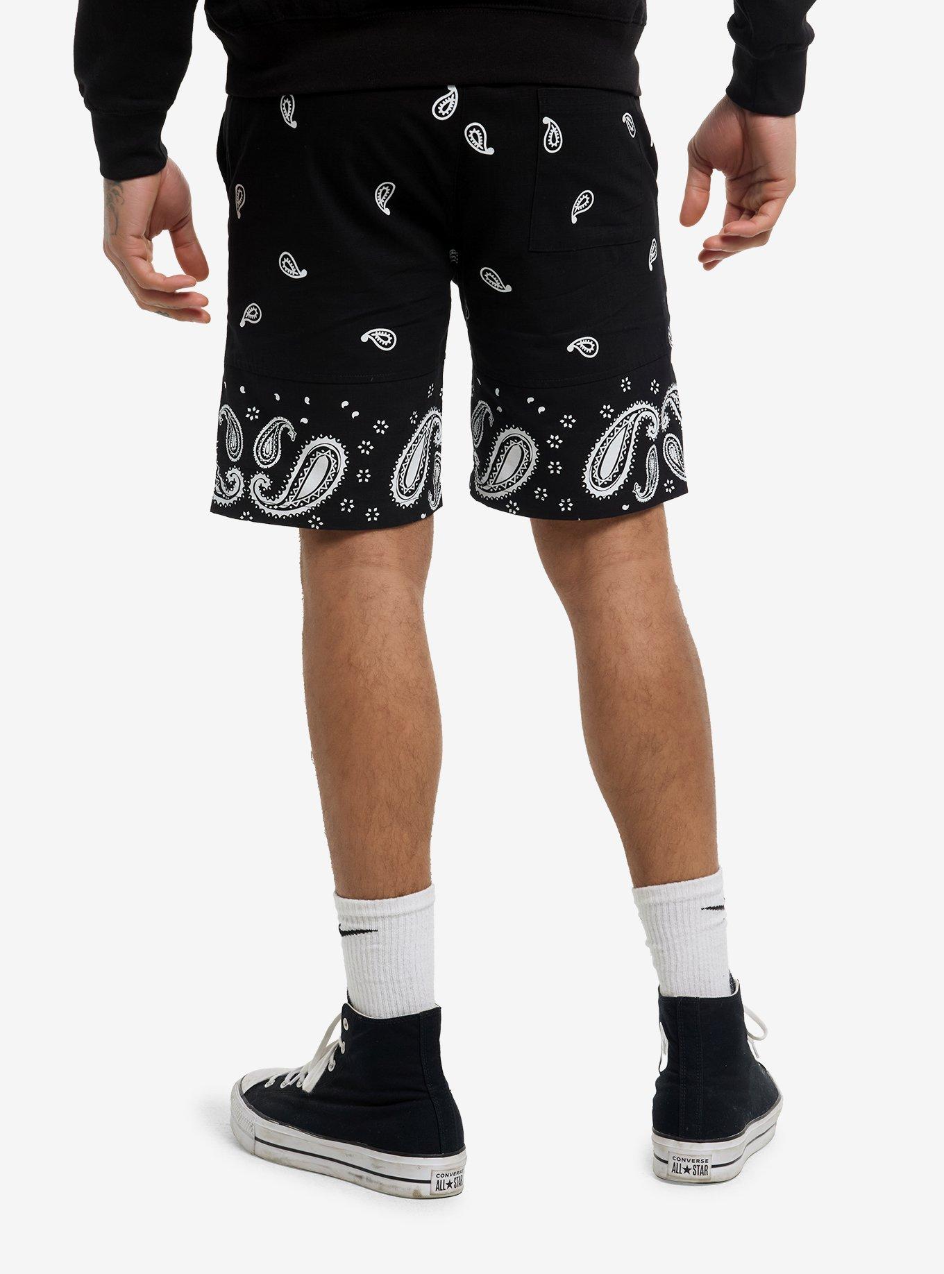 Black Bandana Shorts, , hi-res