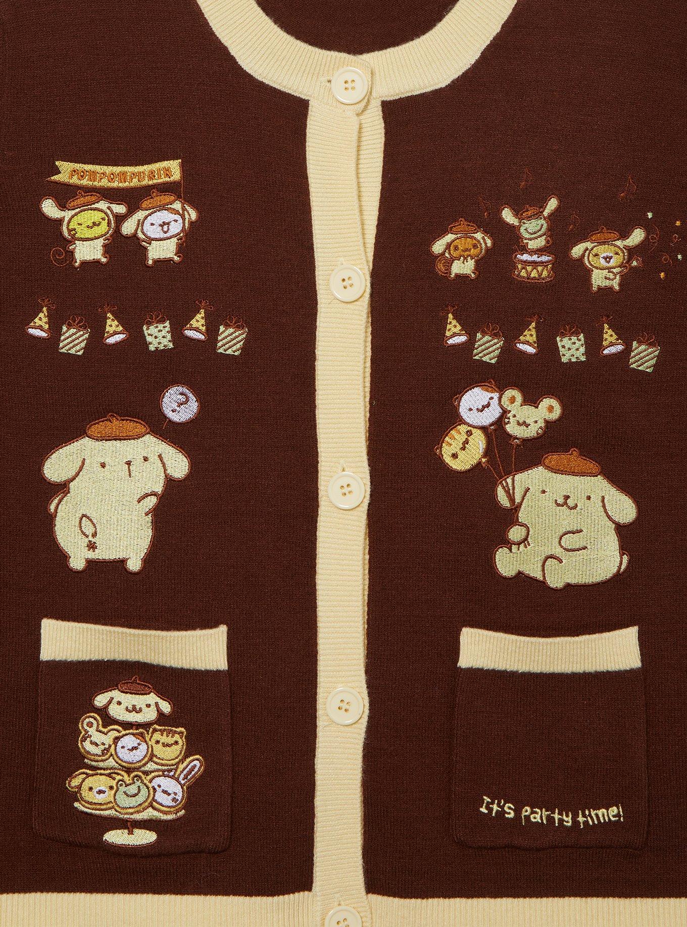 Sanrio Pompompurin Party Embroidered Women's Cardigan - BoxLunch Exclusive, BROWN, alternate