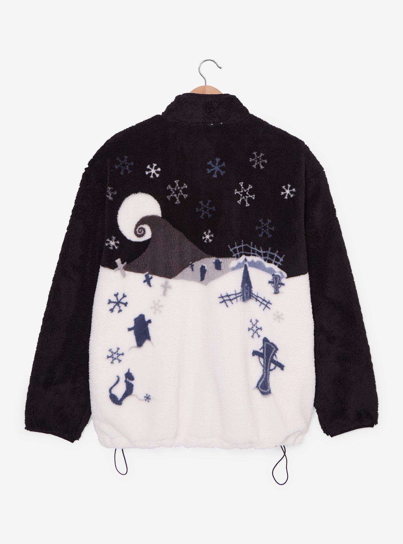 Disney The Nightmare Before Christmas Snowy Scene Quarter Zip Sherpa Jacket - BoxLunch Exclusive, , hi-res