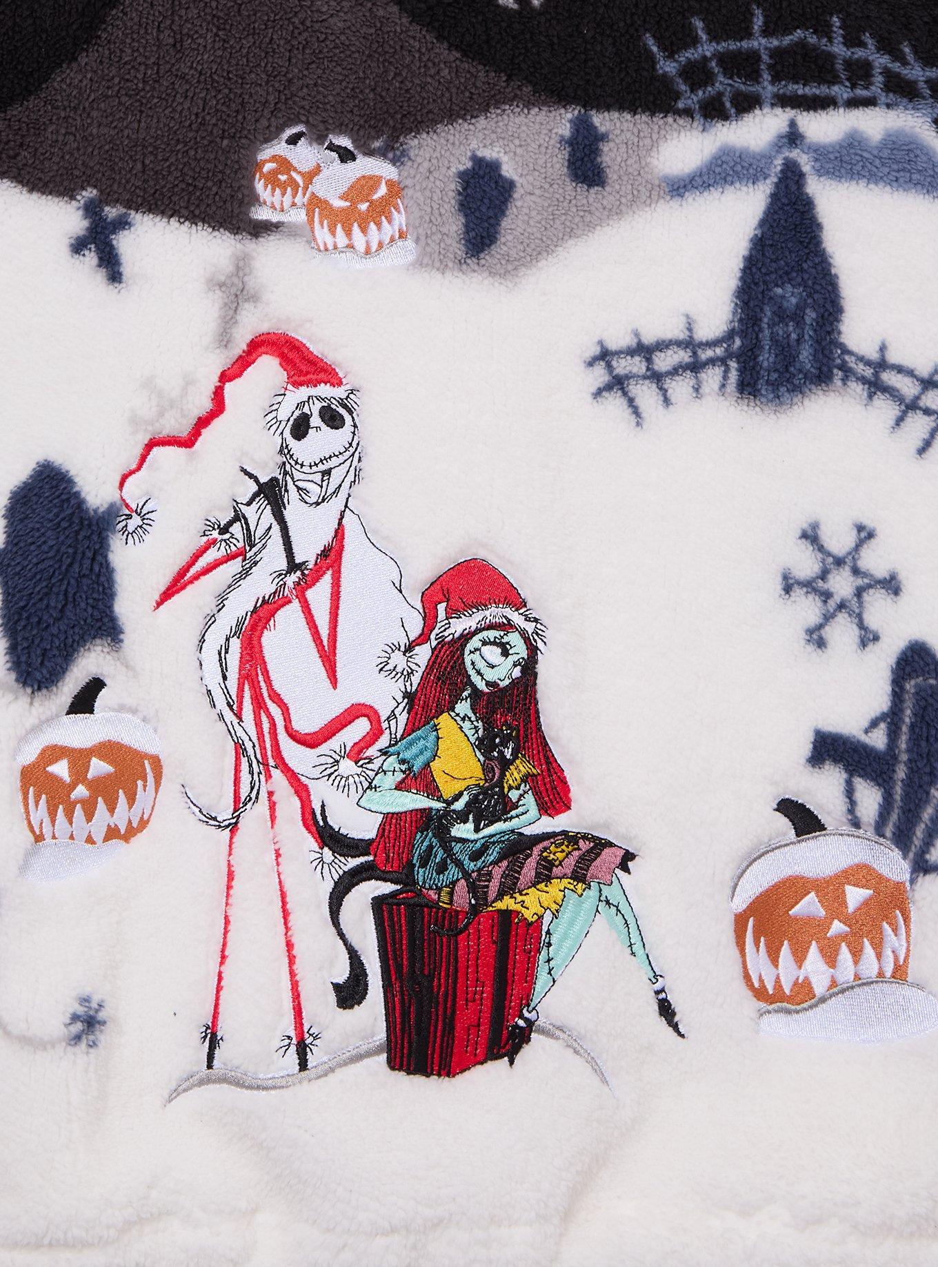 Disney The Nightmare Before Christmas Snowy Scene Quarter Zip Sherpa Jacket - BoxLunch Exclusive, MULTI, alternate