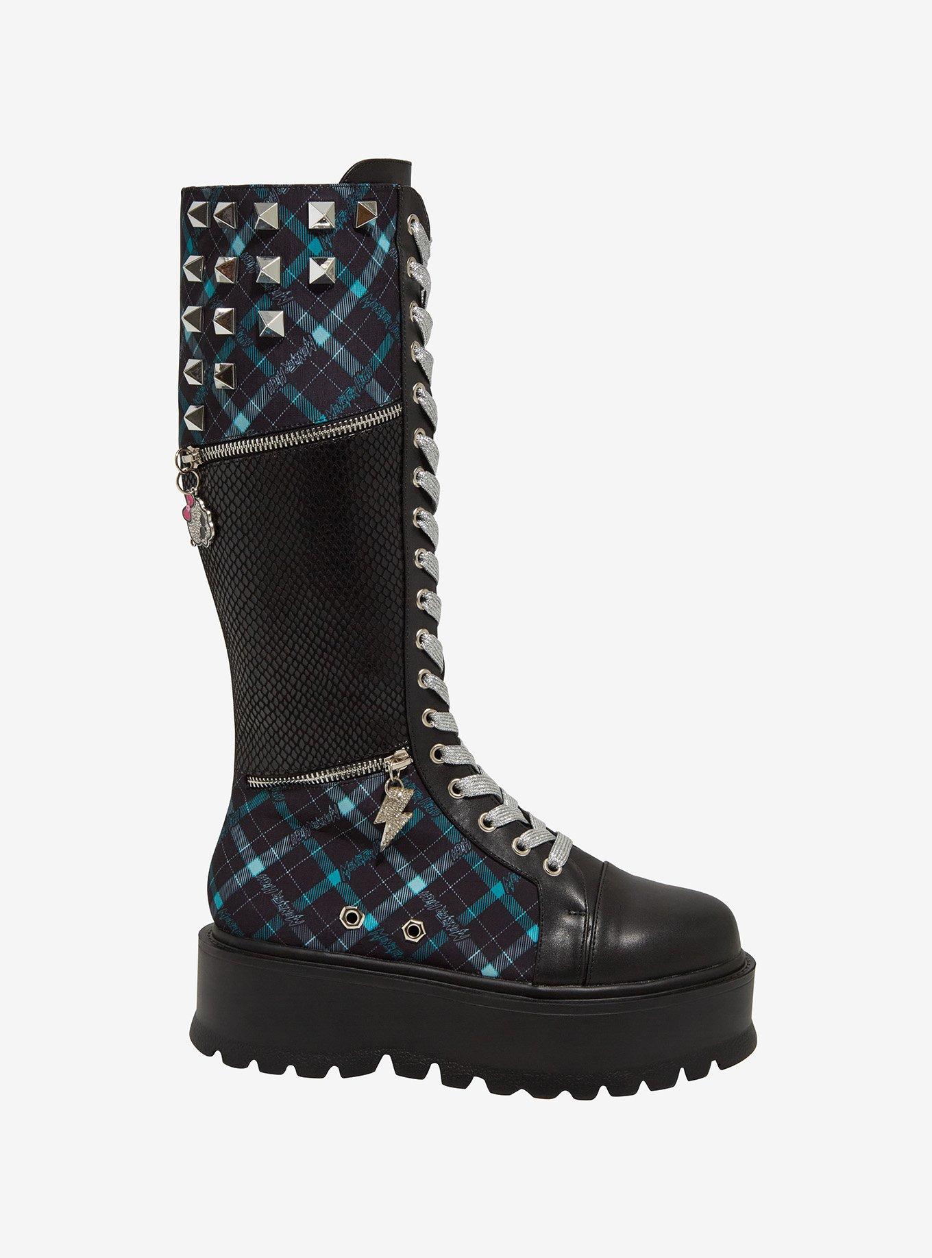 Koi X Monster High Frankie Stein Plaid Platform Boots, , hi-res