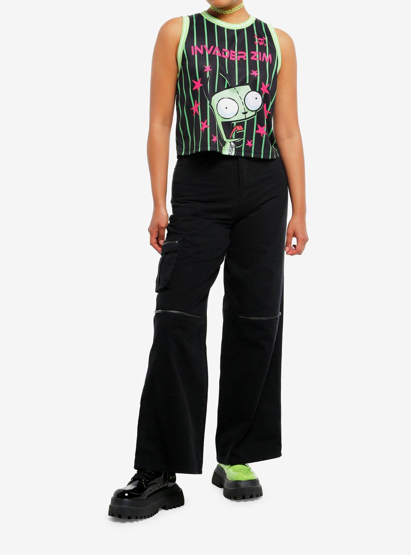 Invader Zim GIR Screaming Girls Jersey Tank Top, NEON GREEN, alternate