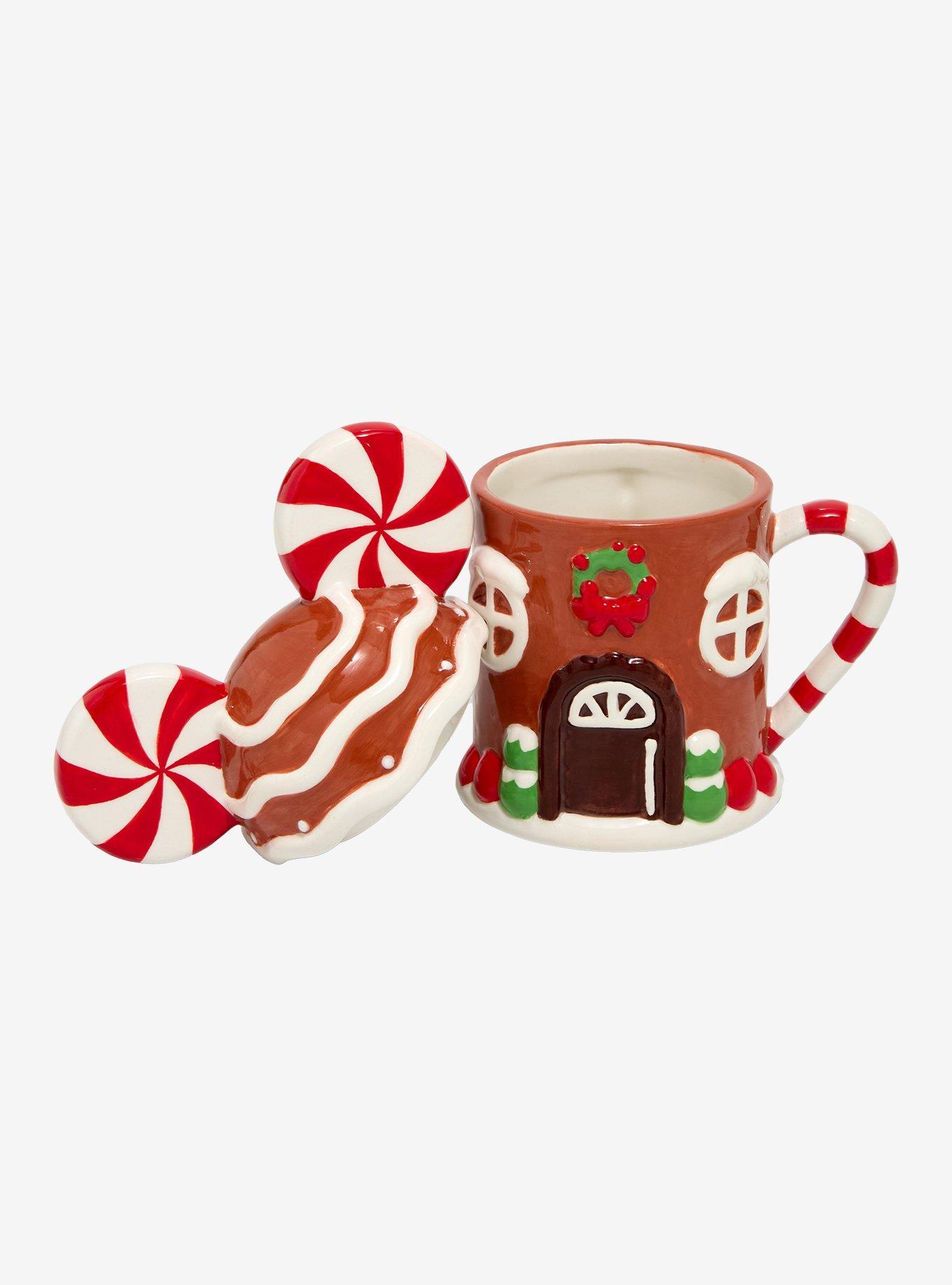 Disney Mickey Mouse Gingerbread House Figural Mug With Lid — BoxLunch Exclusive, , alternate