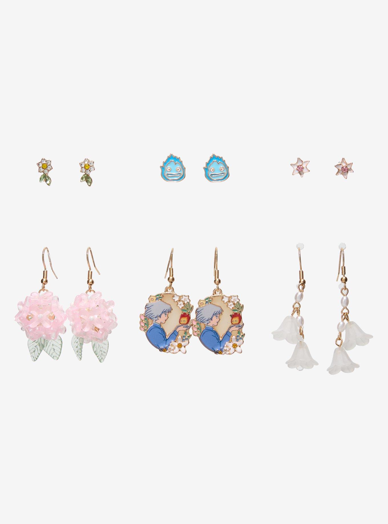 Studio Ghibli® Howl's Moving Castle Calcifer & Sophie Floral Earring Set, , hi-res