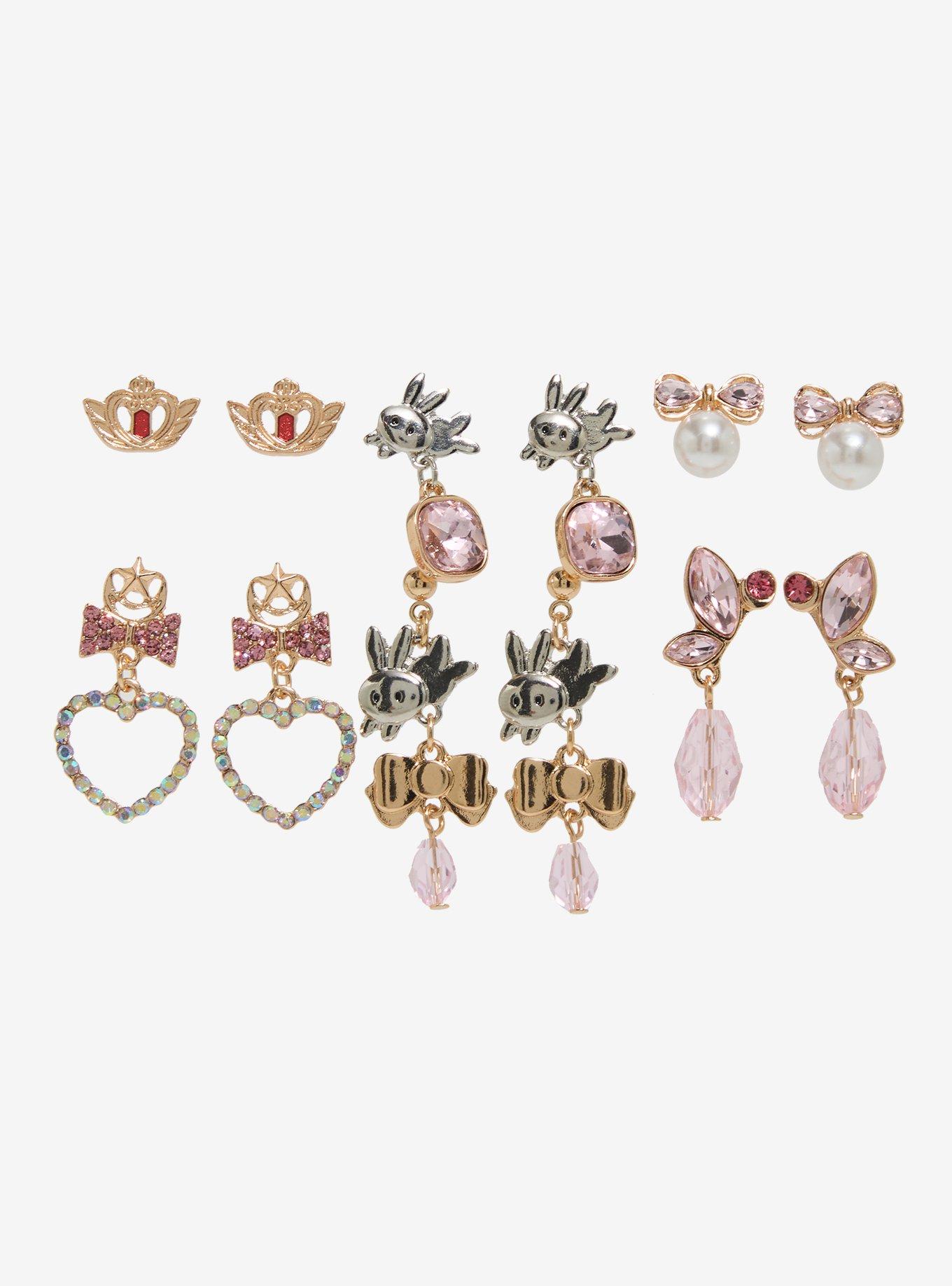Sailor Moon Bunnies & Hearts Earring Set - BoxLunch Exclusive, , hi-res
