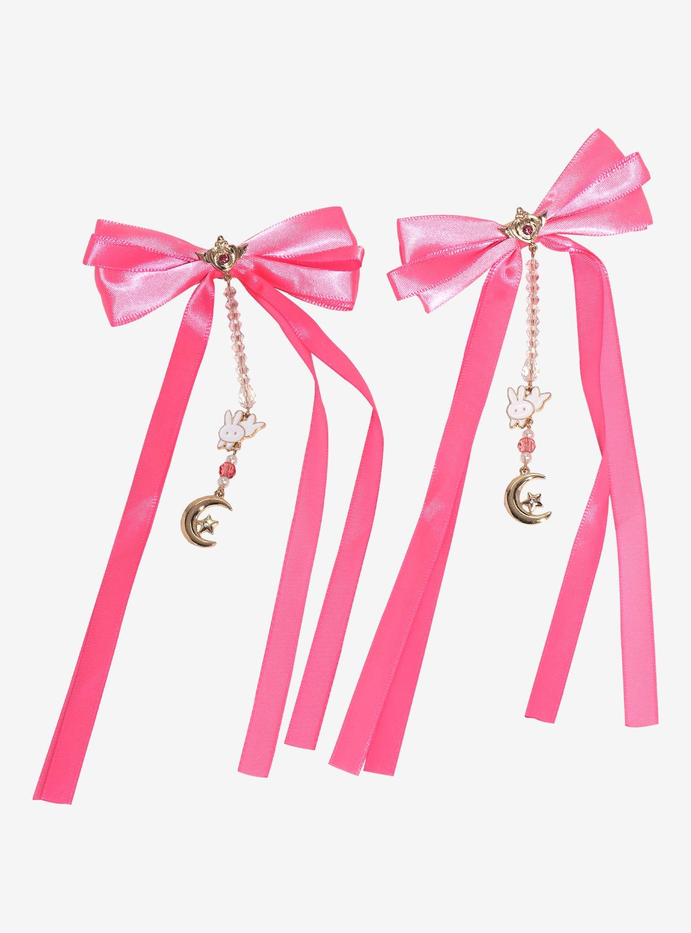 Sailor Moon Ribbon Bow Charm Hair Clips - BoxLunch Exclusive, , hi-res