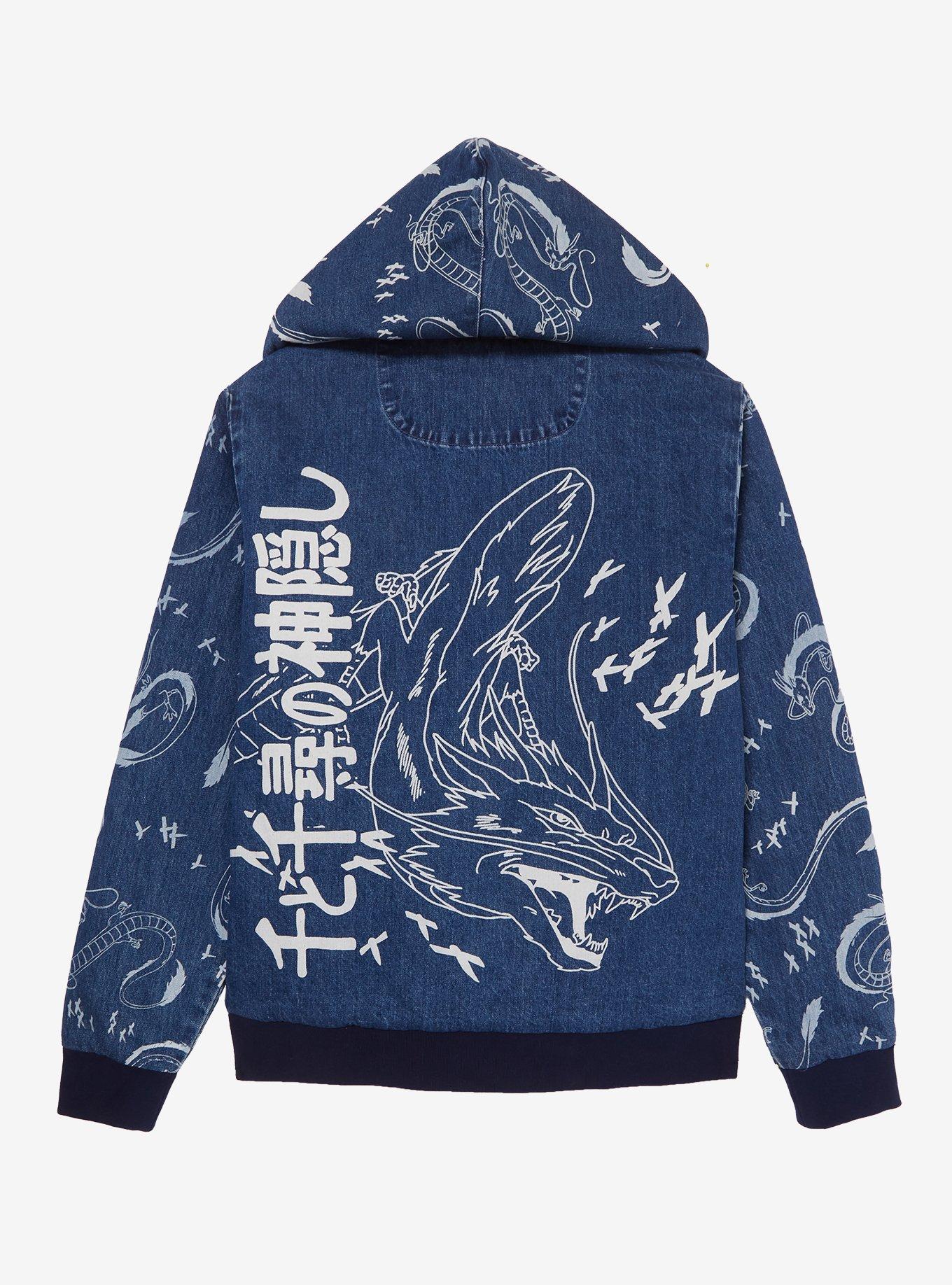 Studio Ghibli® Spirited Away Haku Allover Print Denim Zippered Hoodie - BoxLunch Exclusive