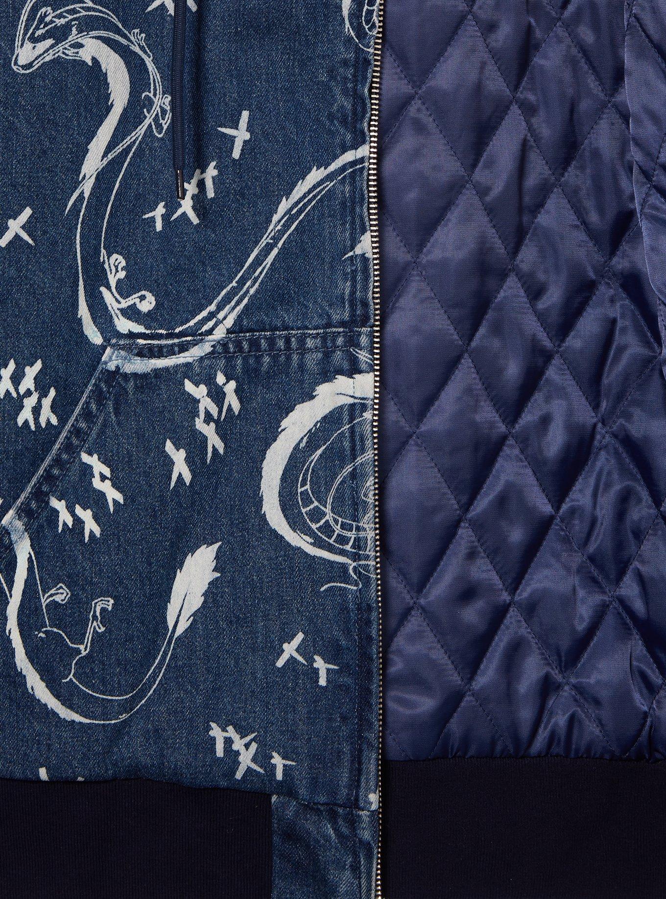 Studio Ghibli® Spirited Away Haku Allover Print Denim Zippered Hoodie - BoxLunch Exclusive, DENIM, alternate