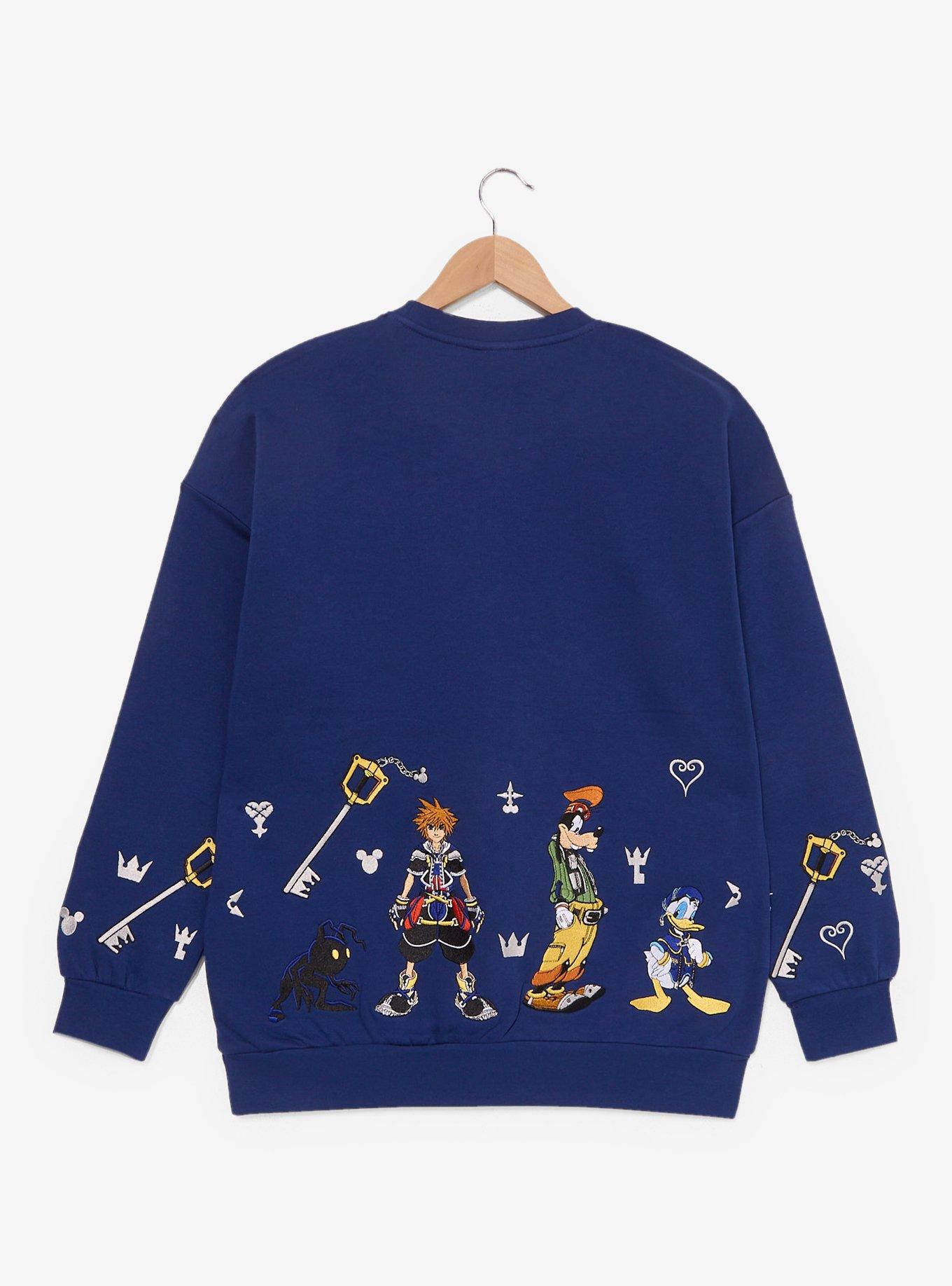 Kingdom Hearts Embroidered Crewneck &mdash; BoxLunch Exclusive, NAVY, alternate