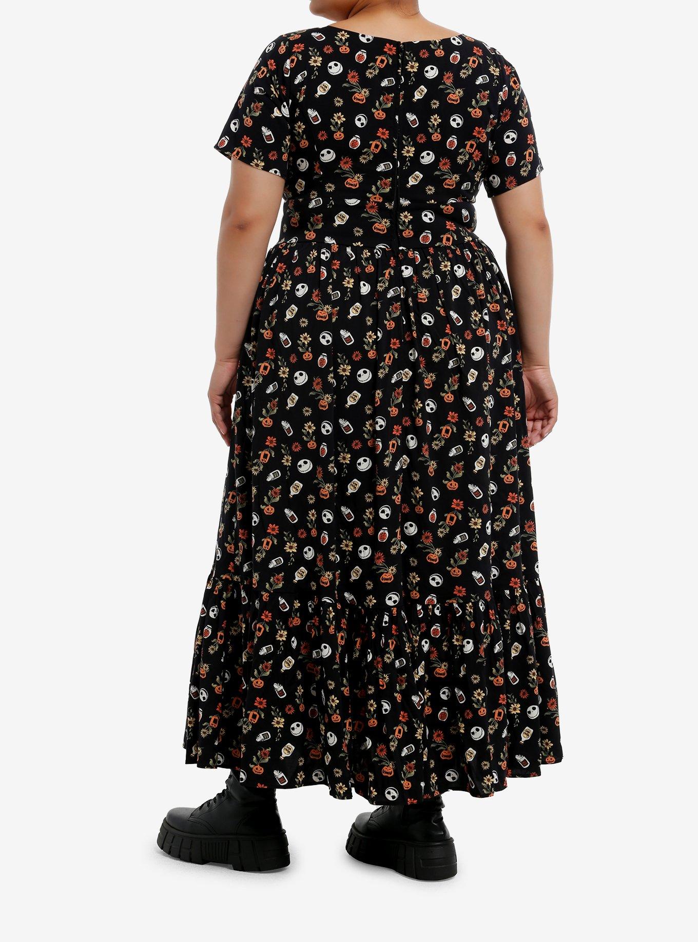 Her Universe The Nightmare Before Christmas Floral Lace-Up Maxi Dress Plus Size, MULTI, alternate
