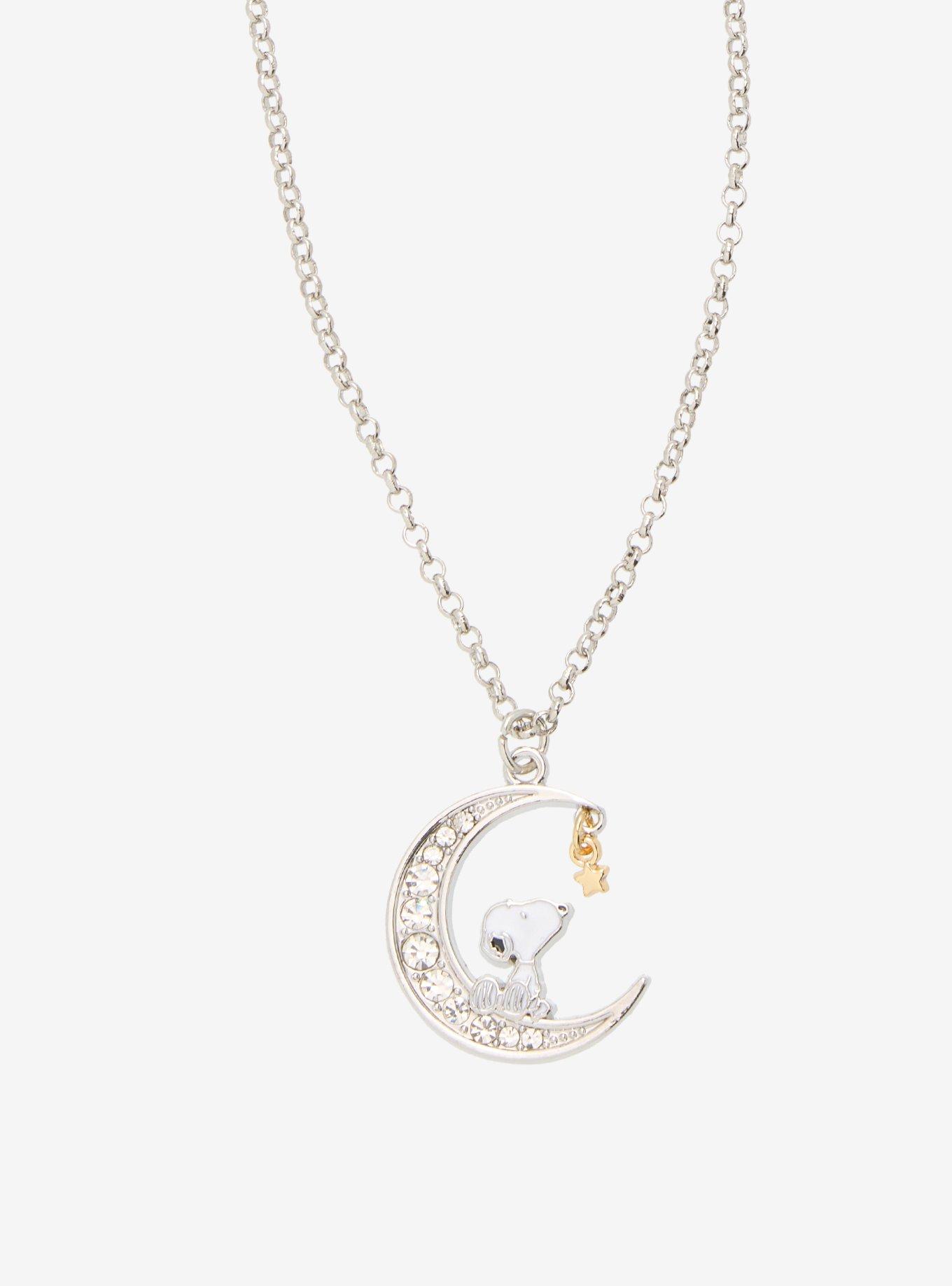 Peanuts Snoopy Crescent Moon Pendant Necklace, , alternate
