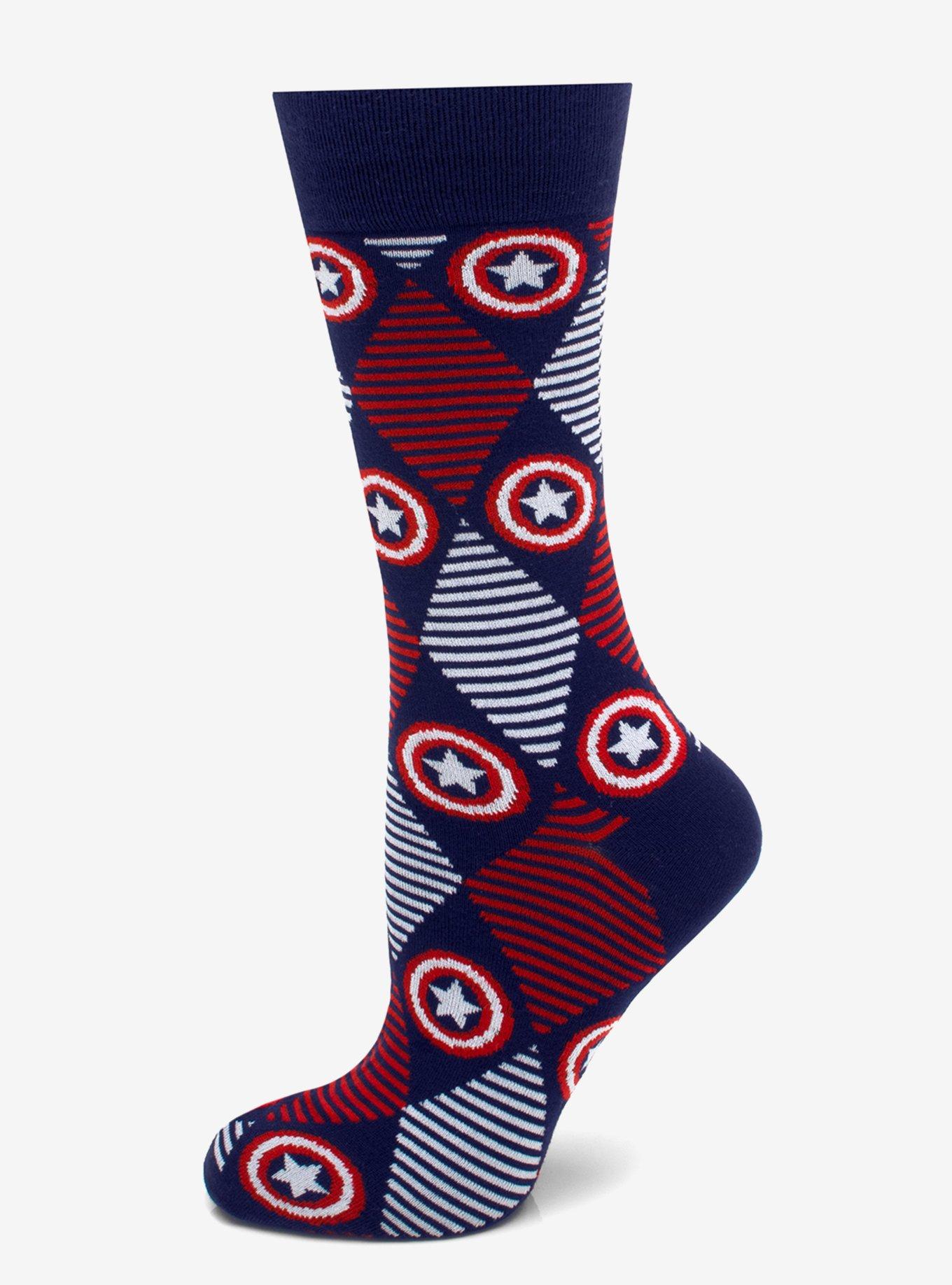 Marvel Captain America Argyle Stripe Socks and Lapel Pin Set, , hi-res