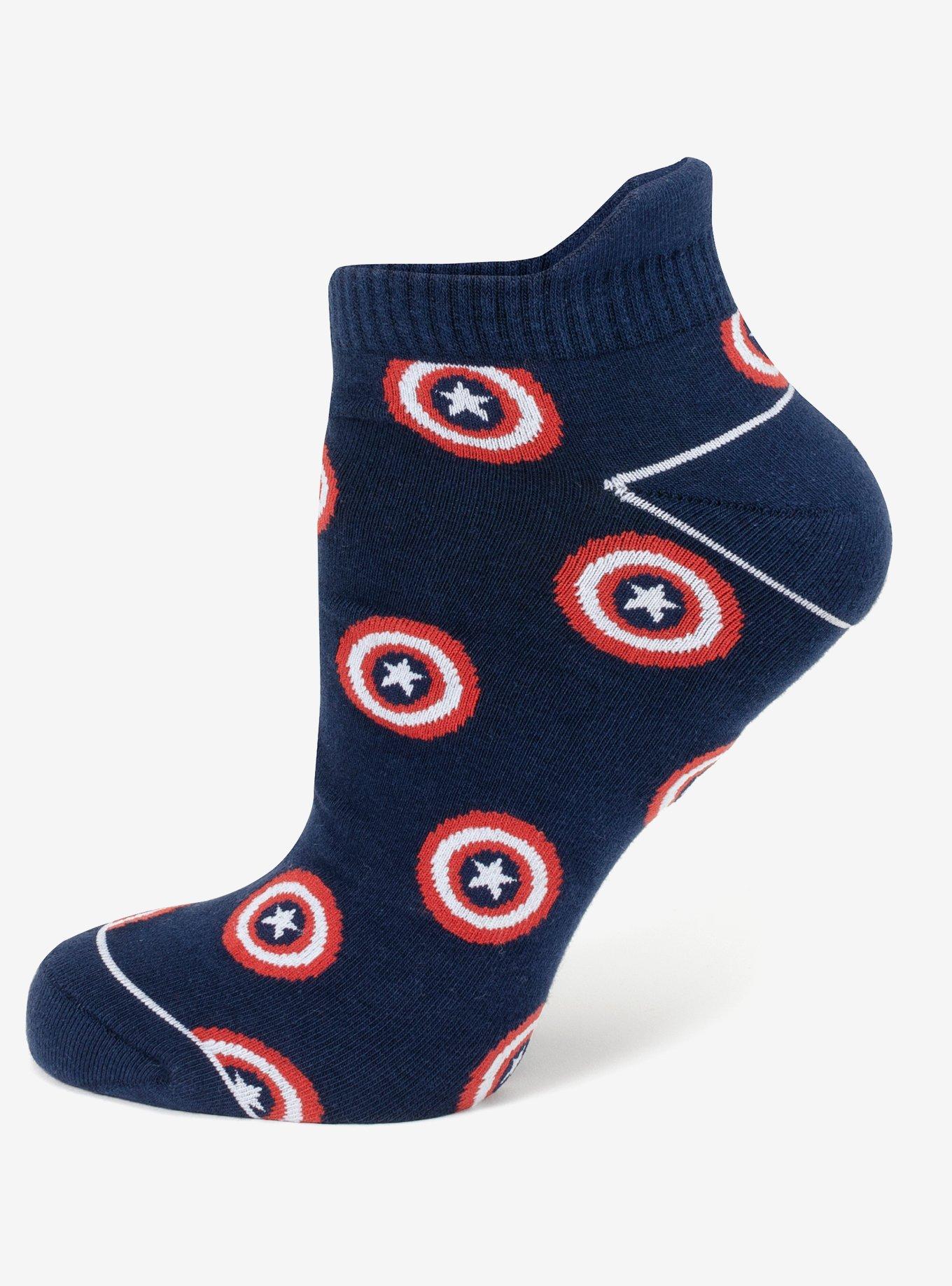 Marvel Captain America Navy Ankle Socks and Lapel Pin Set, , hi-res