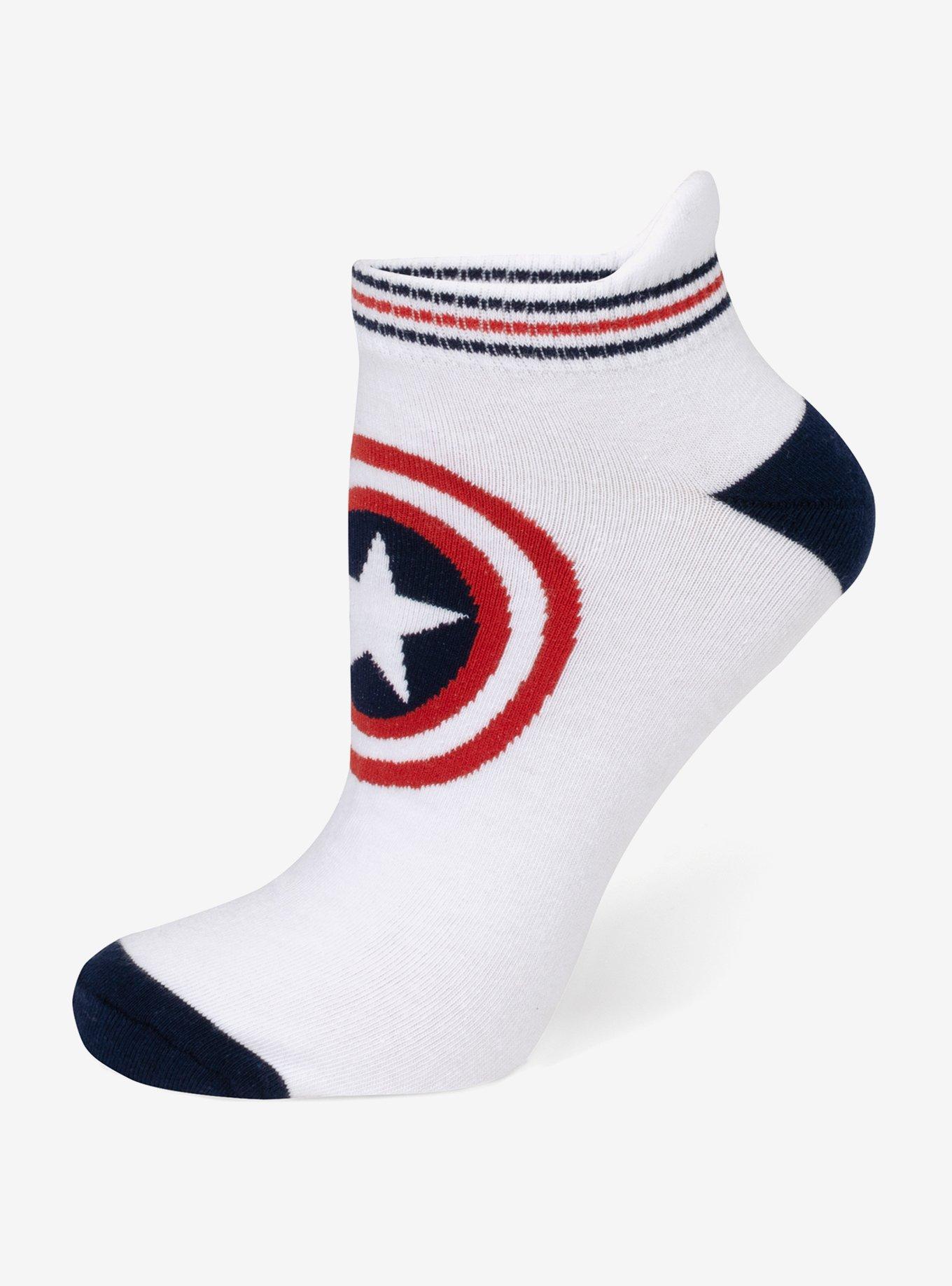 Marvel Captain America White Ankle Socks and Lapel Pin Set, , hi-res