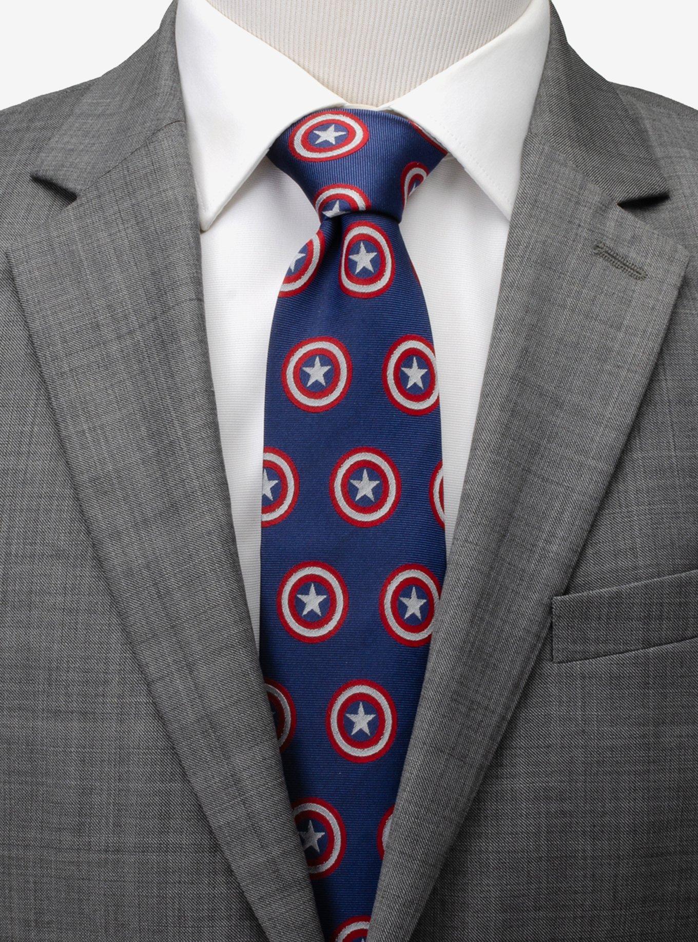 Marvel Captain America Hidden Message Blue Men's Tie, , hi-res