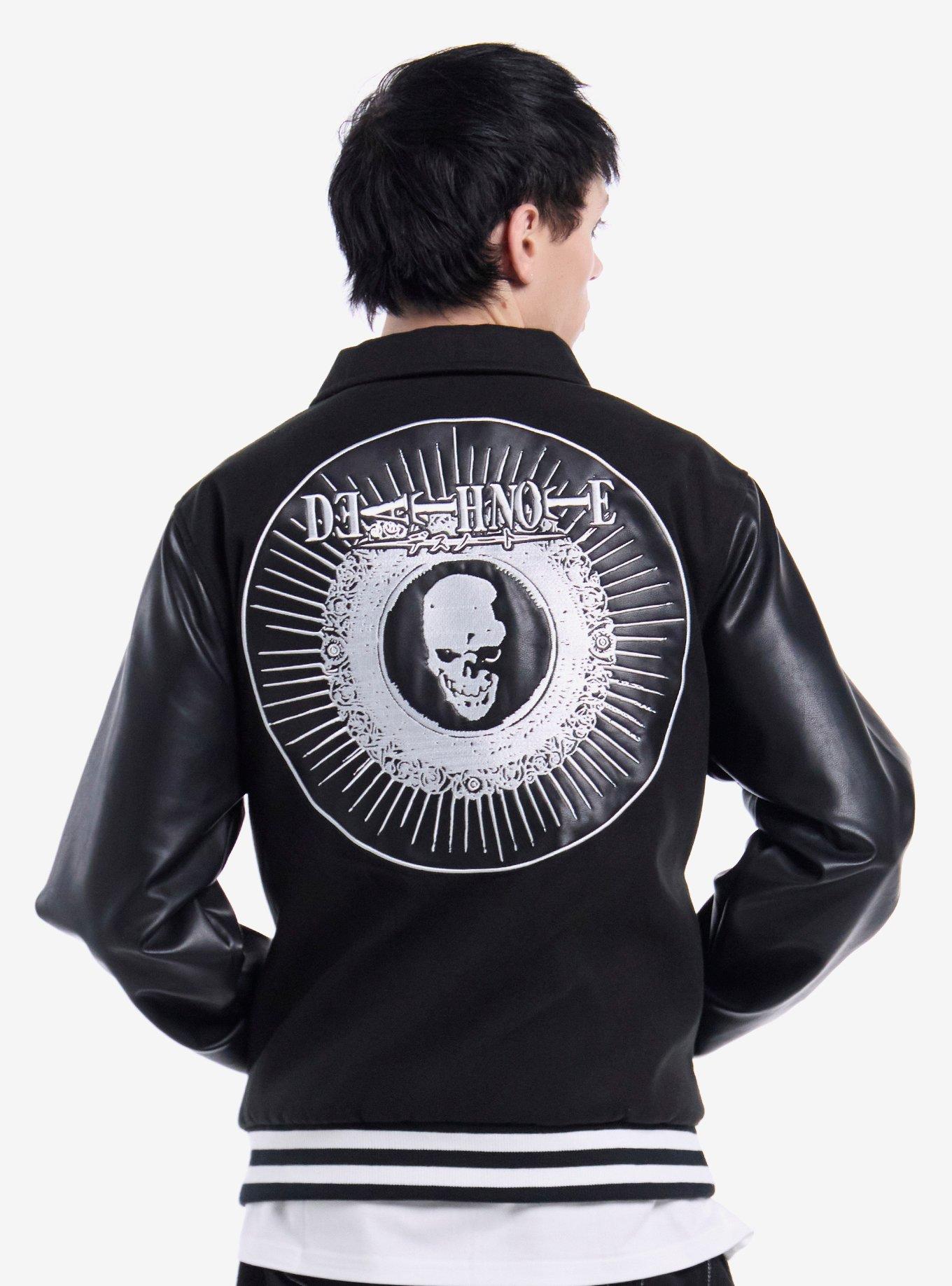 Death Note L Faux Leather Sleeve Varsity Jacket, , hi-res