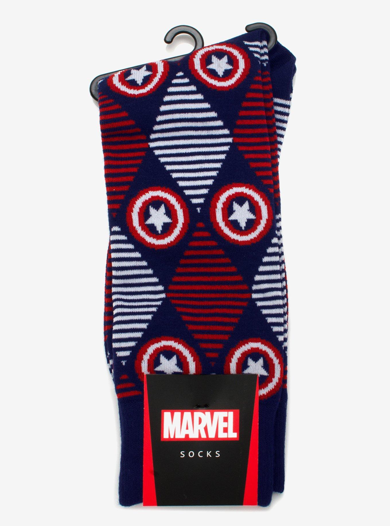 Marvel Captain America Argyle Stripe Socks and Lapel Pin Set, , alternate