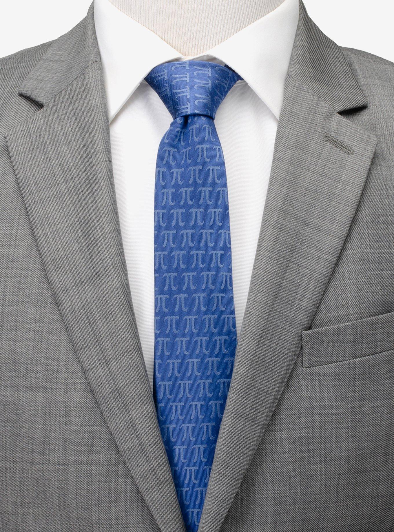 Pi Mathematics Symbol Blue Men's Tie, , hi-res