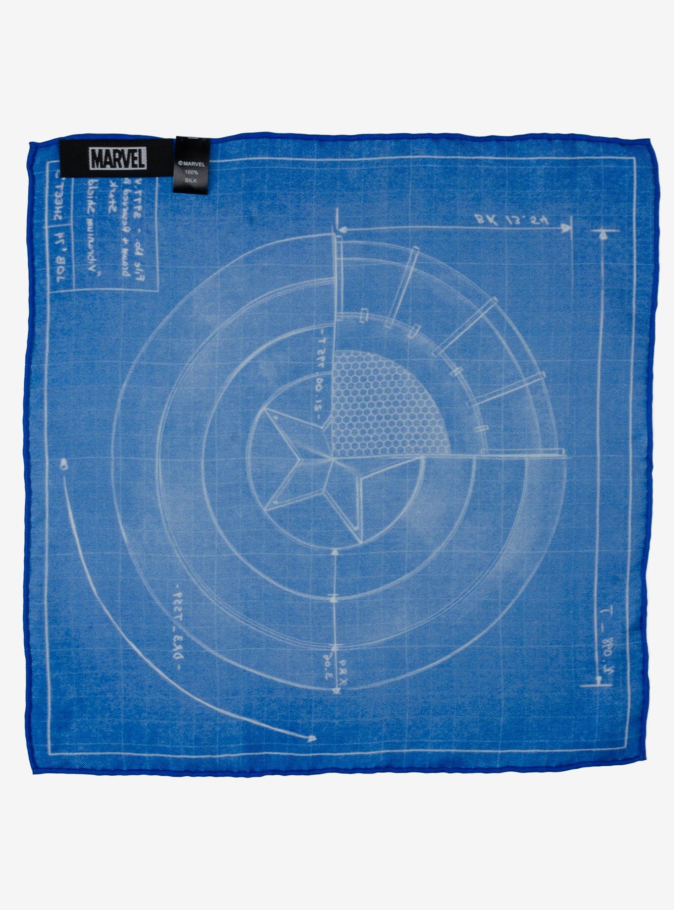 Marvel Captain America Shield Blueprint Pocket Square, , alternate