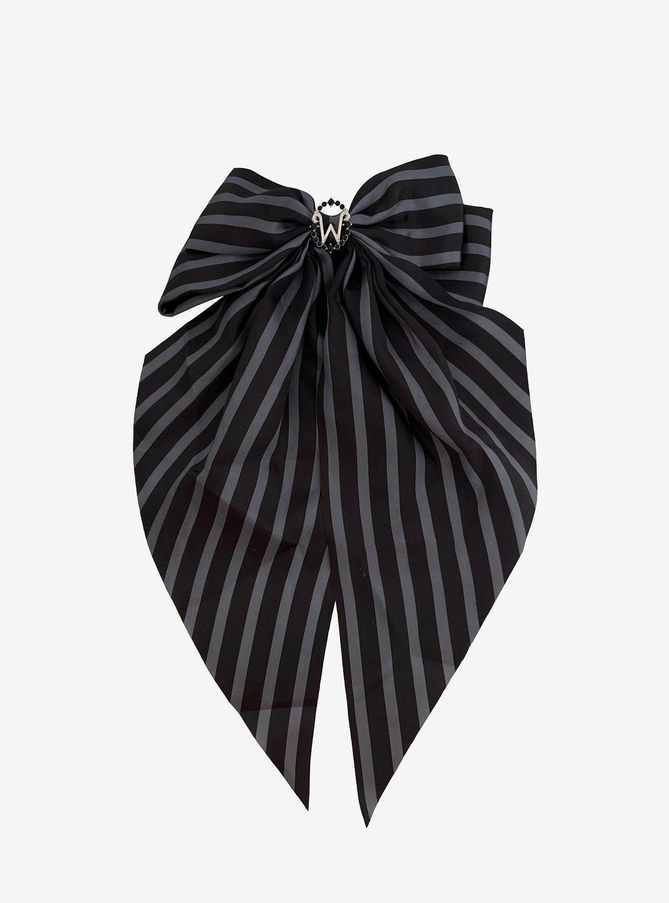 Wednesday Stripe Bow Hair Clip, , hi-res