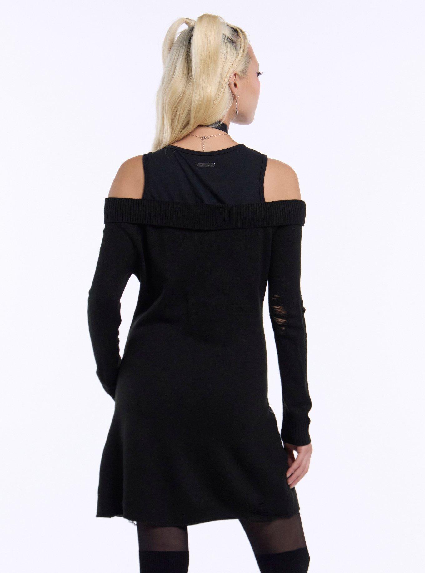 Death Note Misa & Rem Distressed Off-The-Shoulder Sweater Dress, , alternate