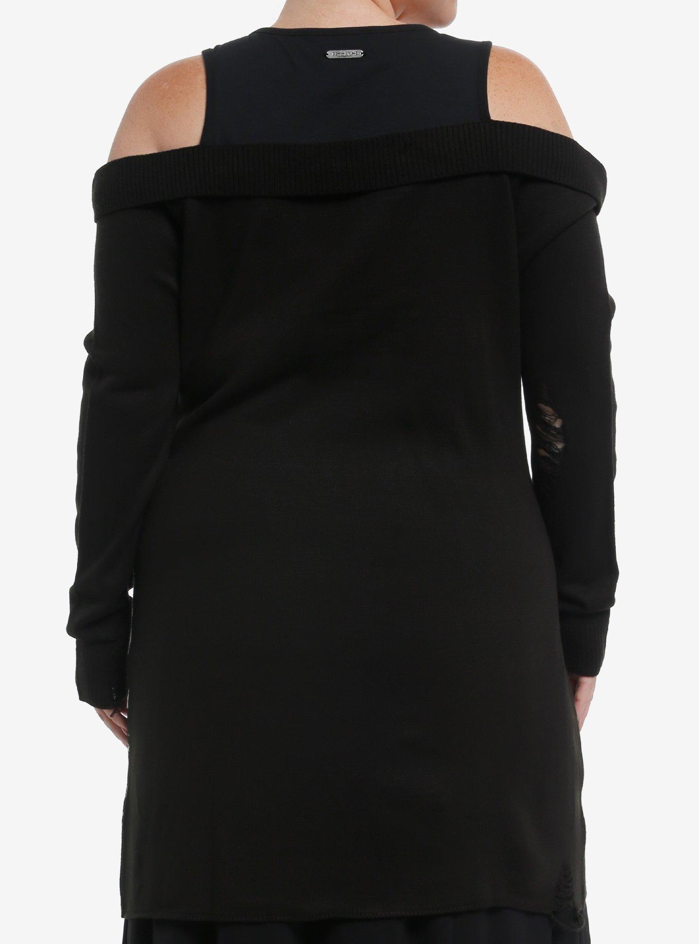 Death Note Misa & Rem Distressed Off-The-Shoulder Sweater Dress Plus Size, , alternate
