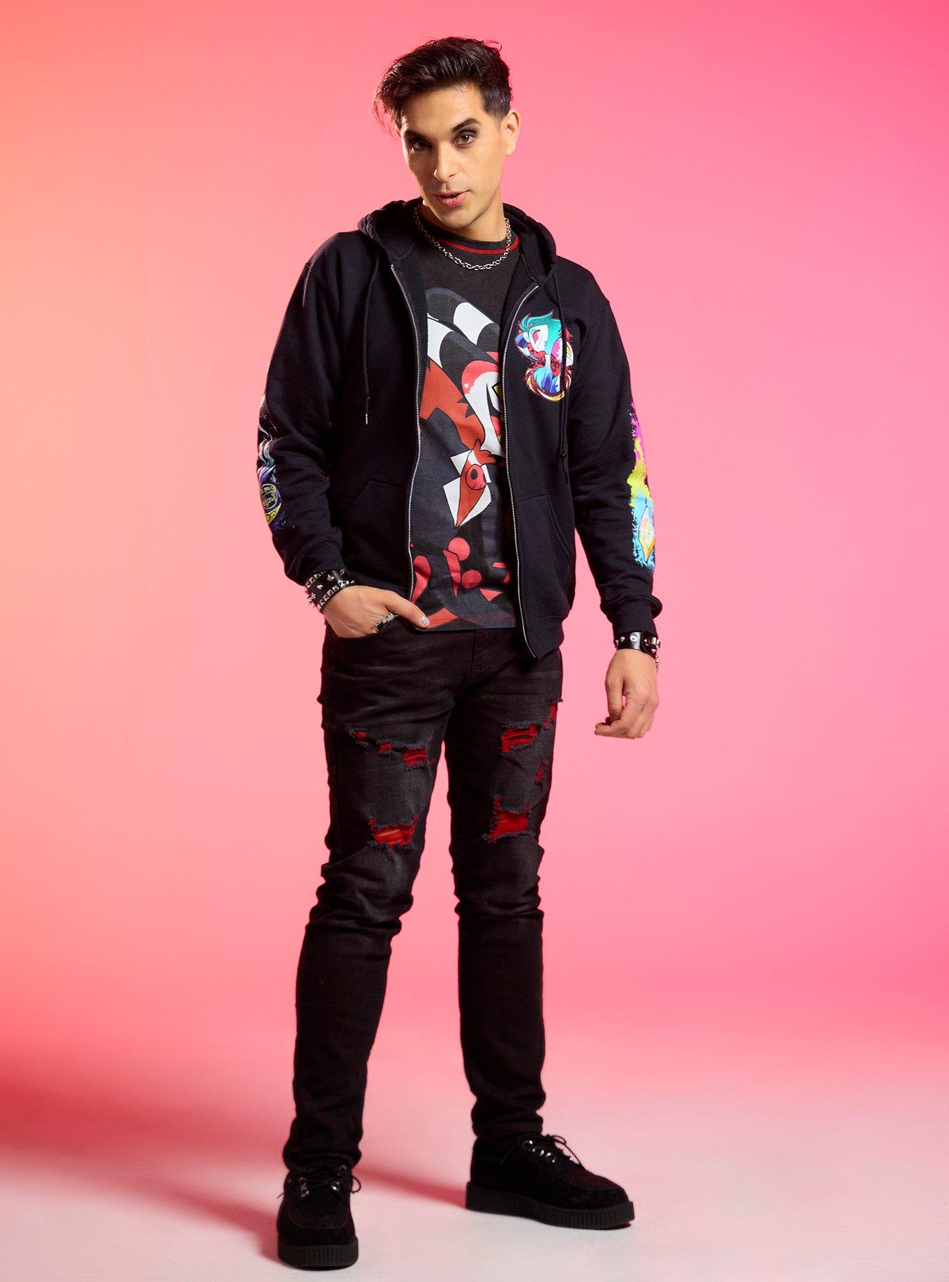 Helluva Boss Stolas & Blitz Pride Hoodie Hot Topic Exclusive, BLACK, alternate