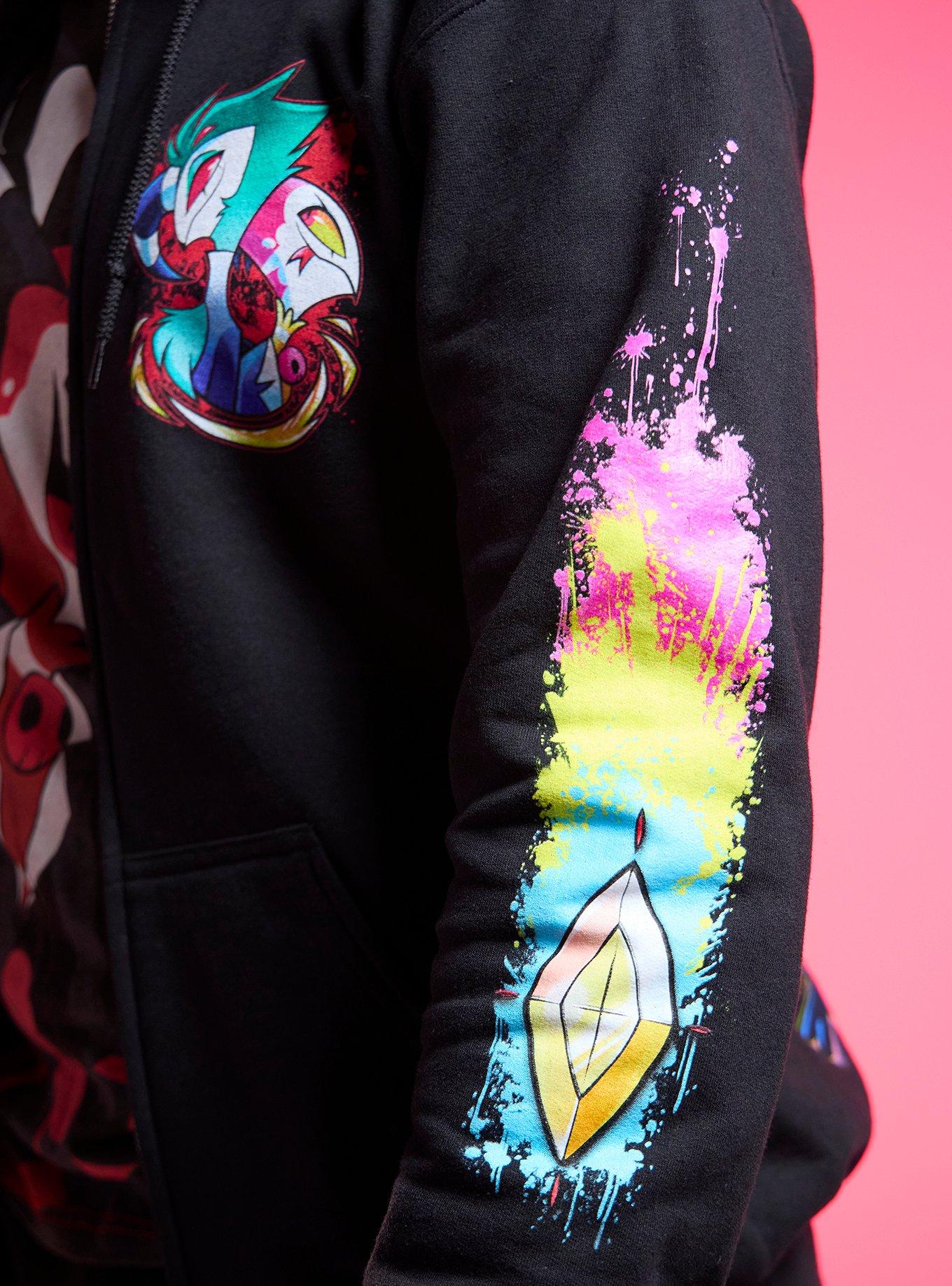 Helluva Boss Stolas & Blitz Pride Hoodie Hot Topic Exclusive, BLACK, alternate