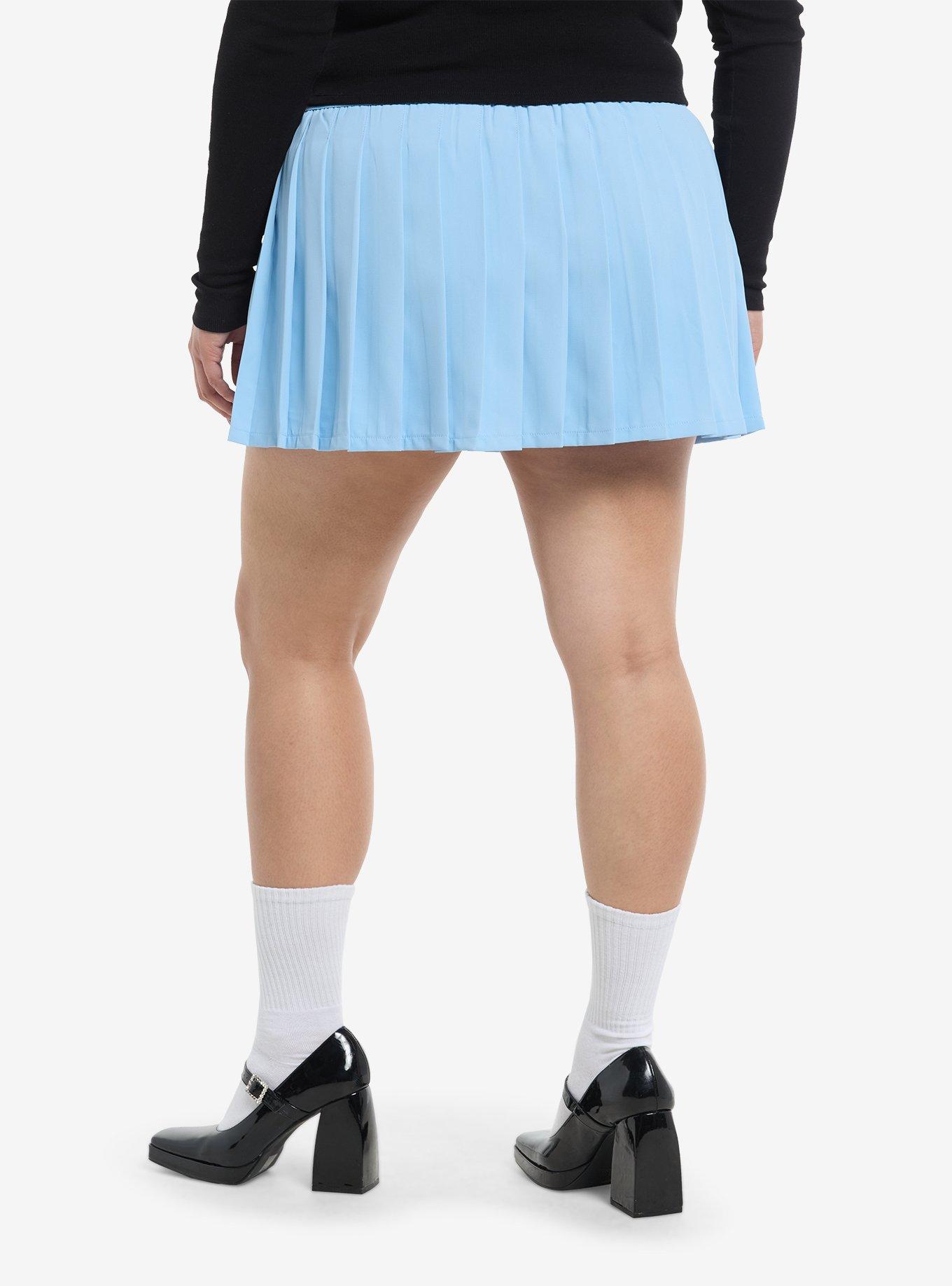 Sweet Society Baby Blue Pleated Skort Plus Size, , hi-res