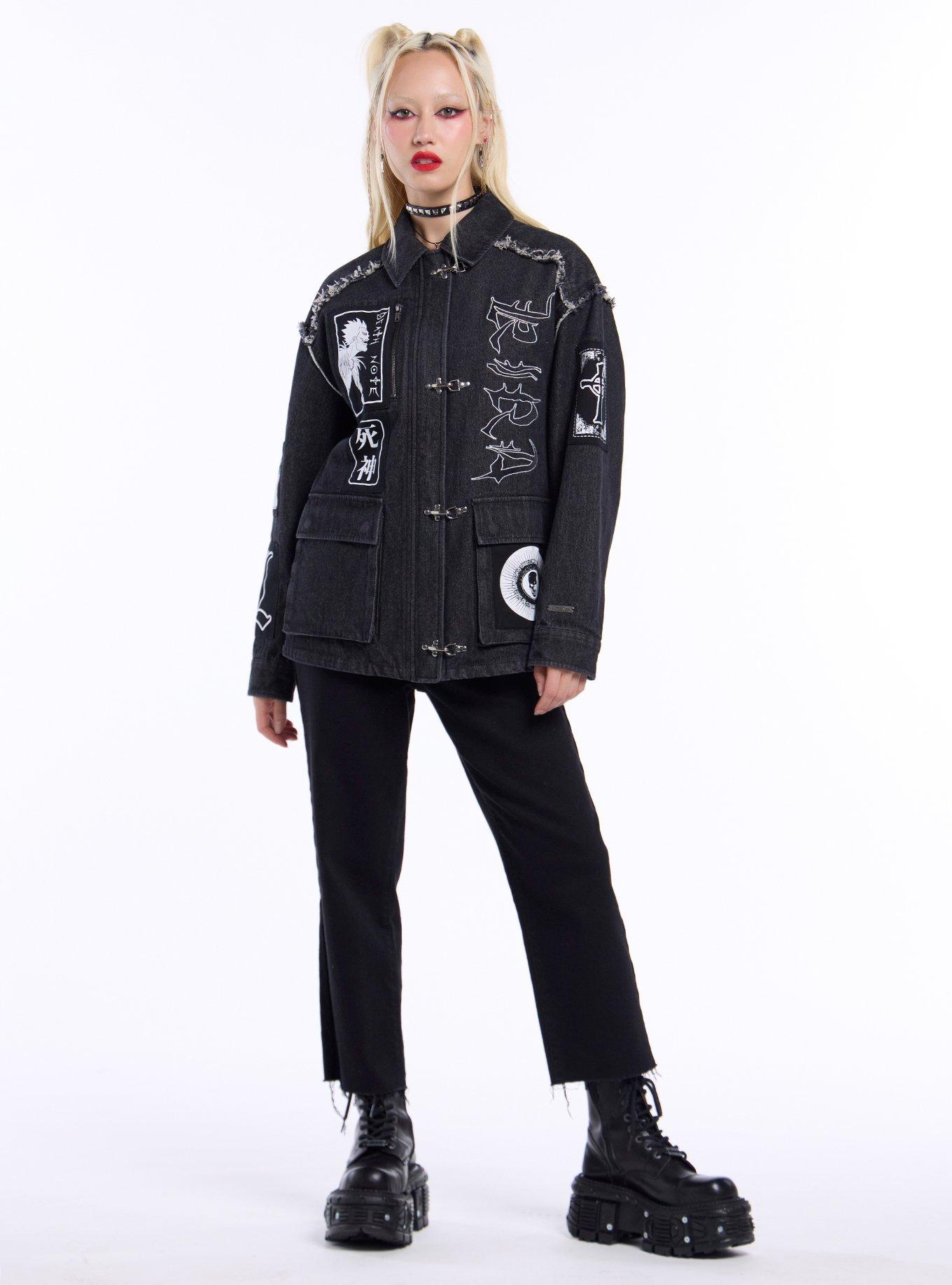 Death Note Patches Cargo Girls Denim Jacket, , alternate