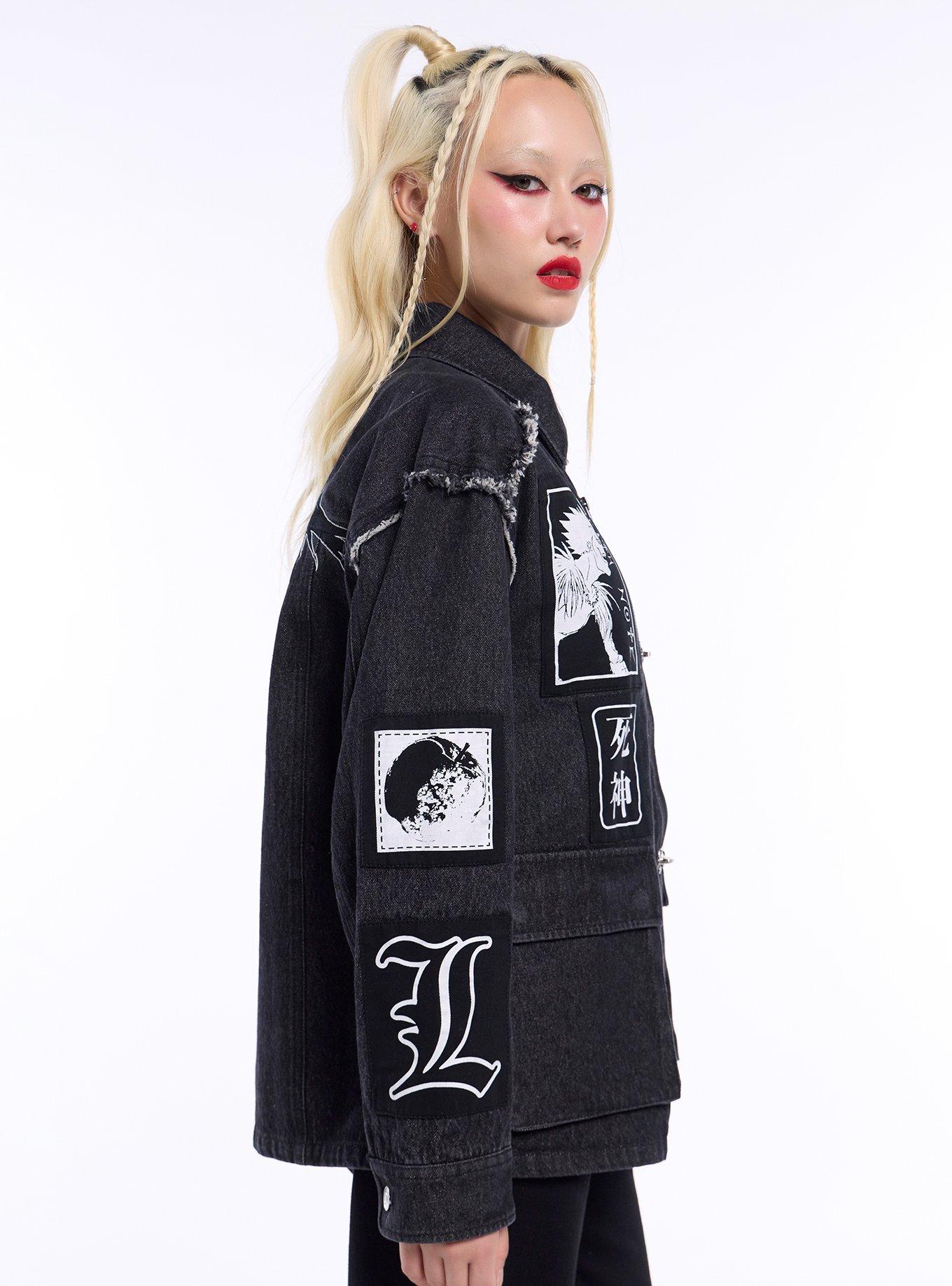 Death Note Patches Cargo Girls Denim Jacket, , alternate