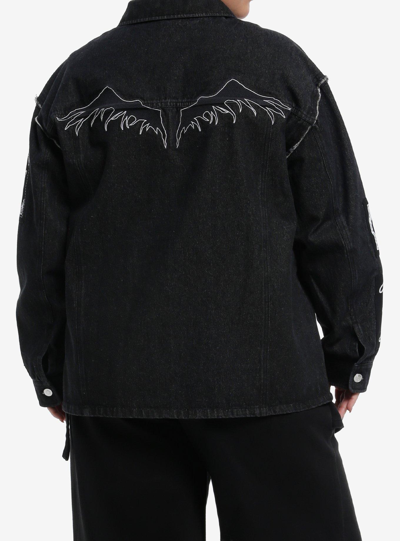 Death Note Patches Cargo Girls Denim Jacket Plus Size, , hi-res