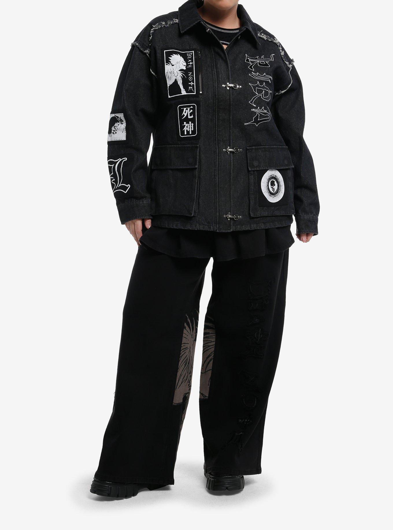 Death Note Patches Cargo Girls Denim Jacket Plus Size, , alternate