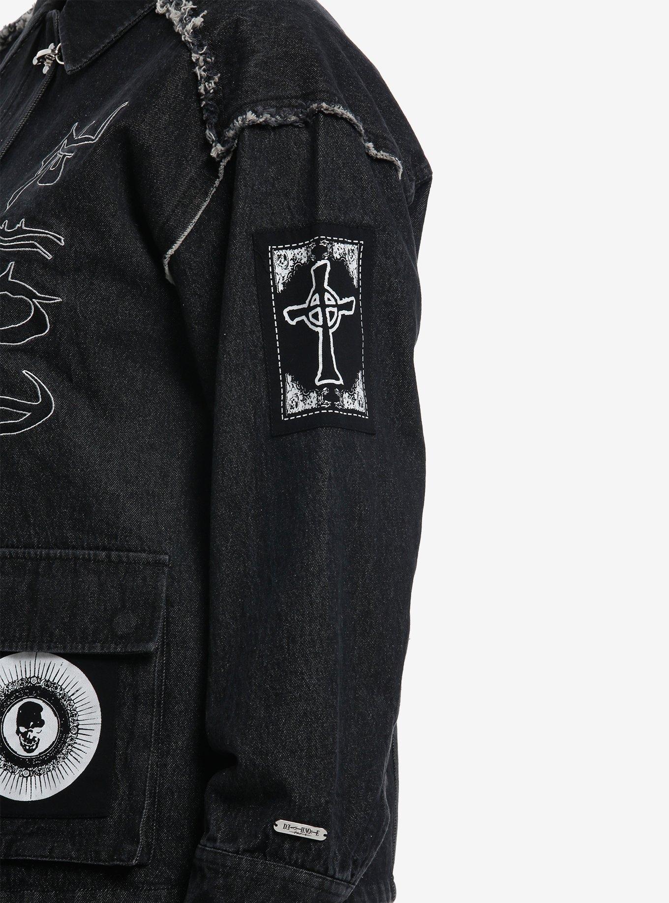 Death Note Patches Cargo Girls Denim Jacket Plus Size, , alternate