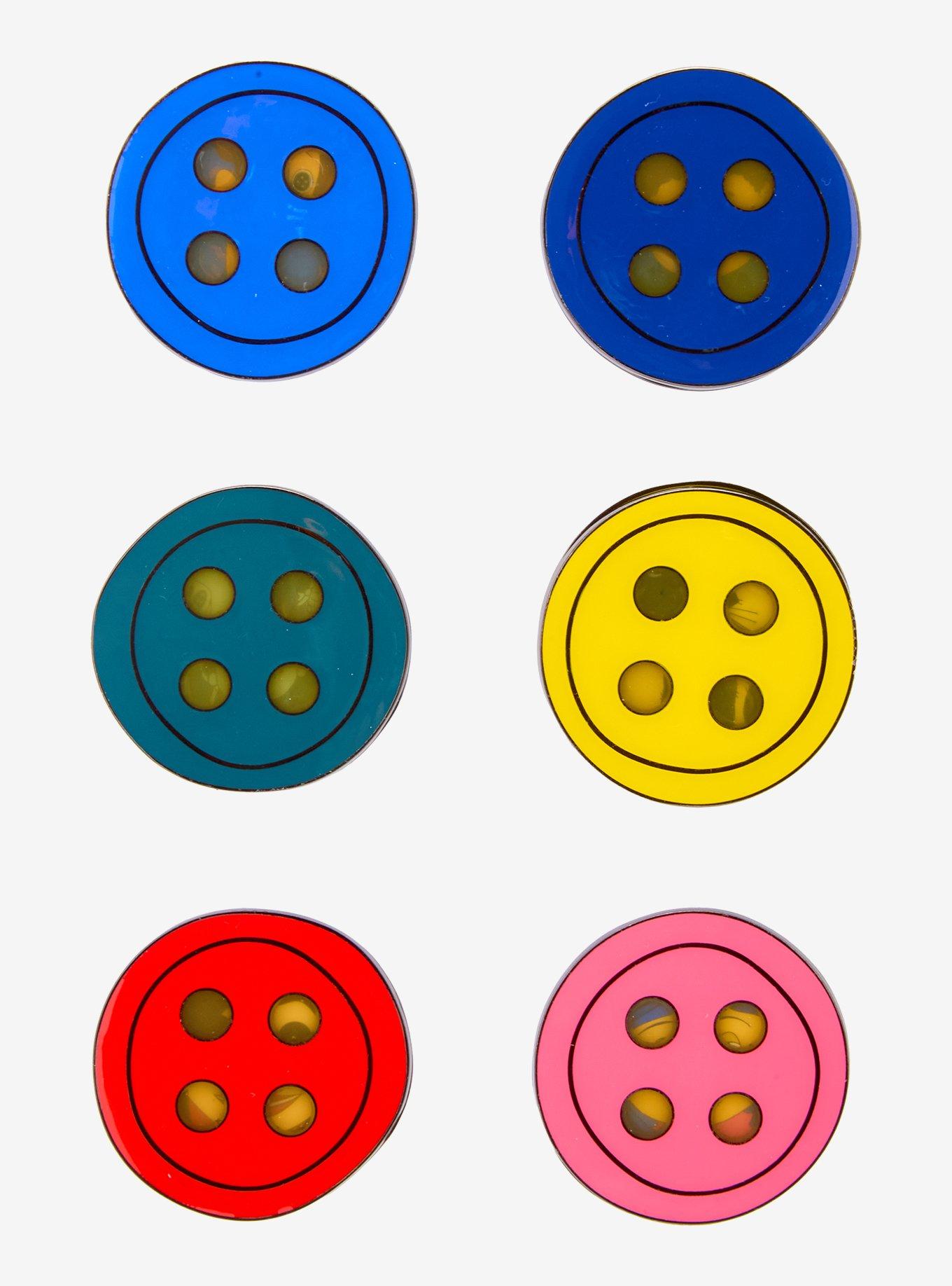 Loungefly Coraline Button Stained Glass Hinged Blind Box Enamel Pin — BoxLunch Exclusive, , hi-res