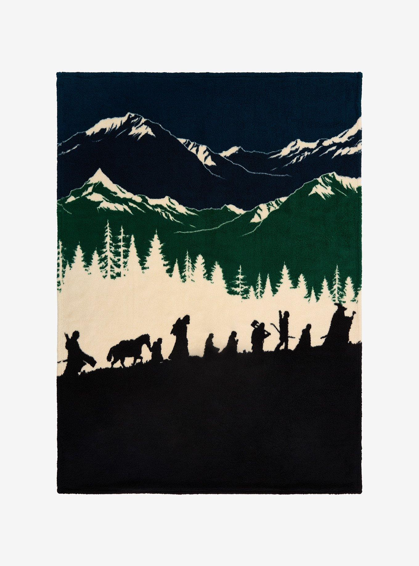 The Lord of The Rings Fellowship Mountain Silhouette Sherpa Throw - BoxLunch Exclusive, , hi-res